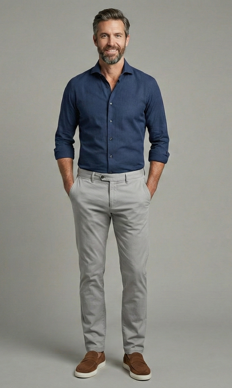 Camicia Uomo 1 Bottone Collo Francese Morbido Slim Cotone Unito