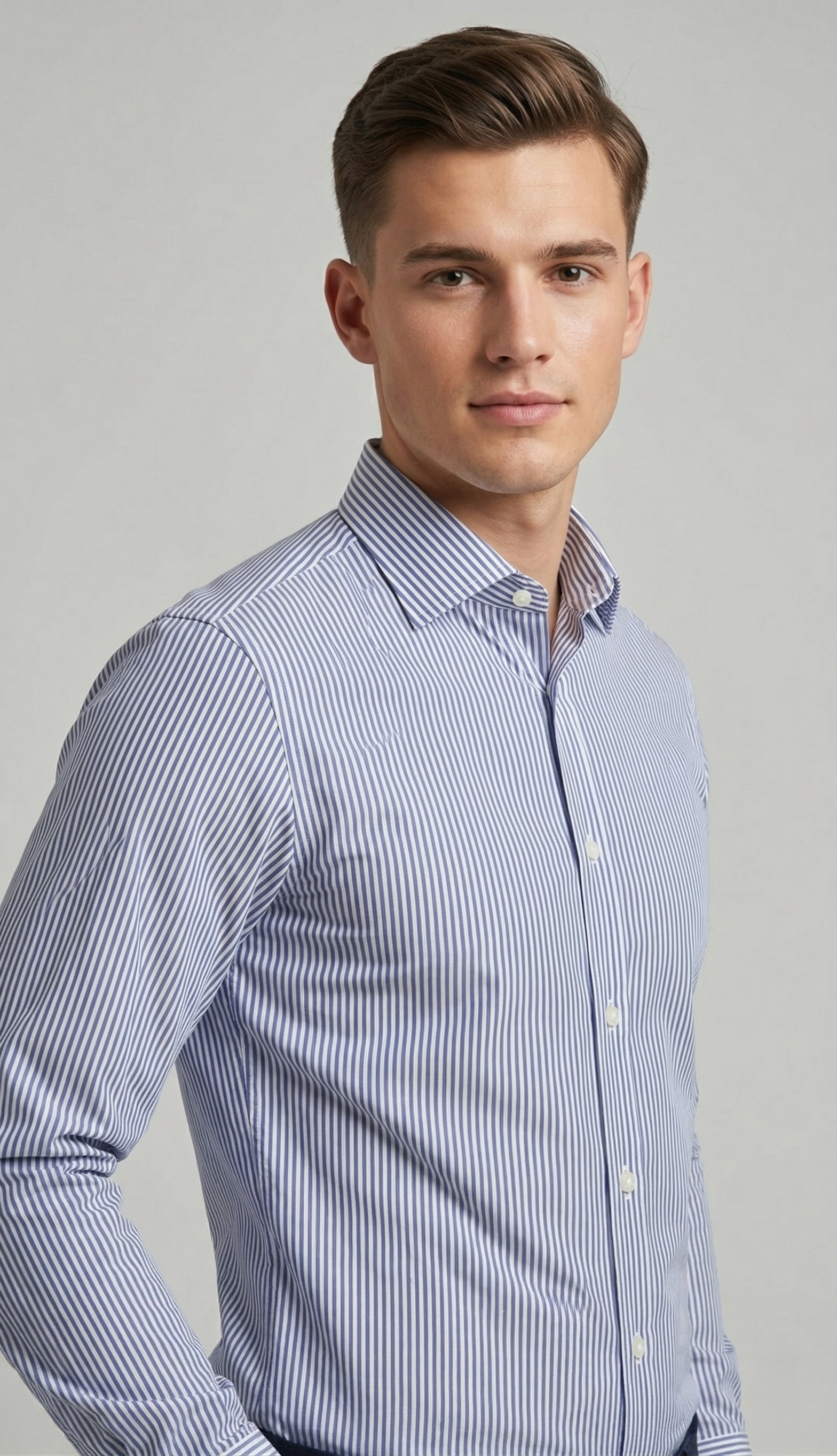 Camicia Uomo 1 Bottone Button Down Cotone Riga Media NoIron Antimacchia