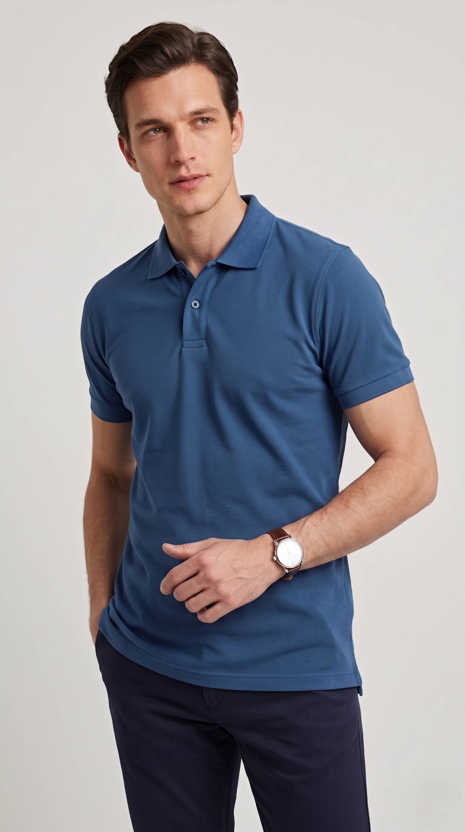 Polo Uomo Slim Manica Corta Cotone Piquet Unito