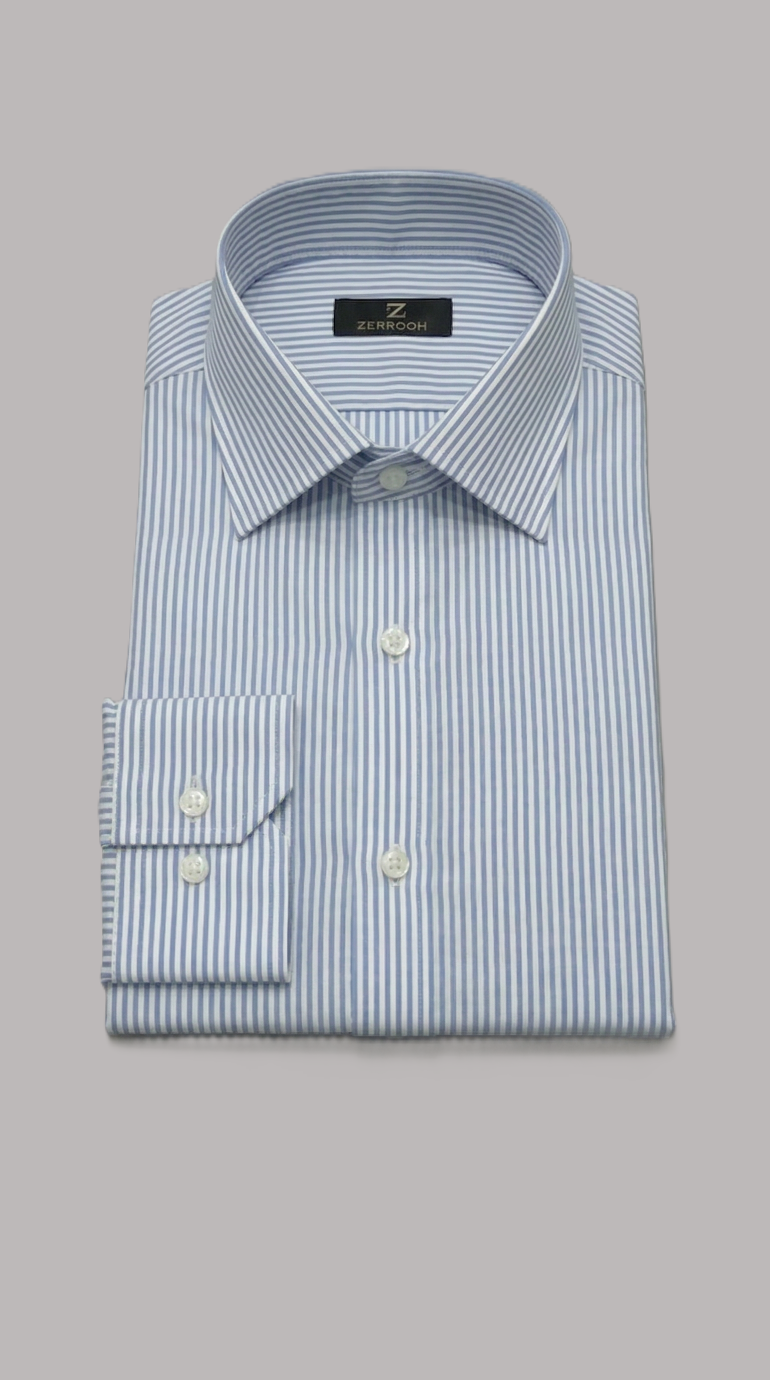 Camicia Uomo 1 Bottone Francese Cotone Riga Media NoIron Antimacchia