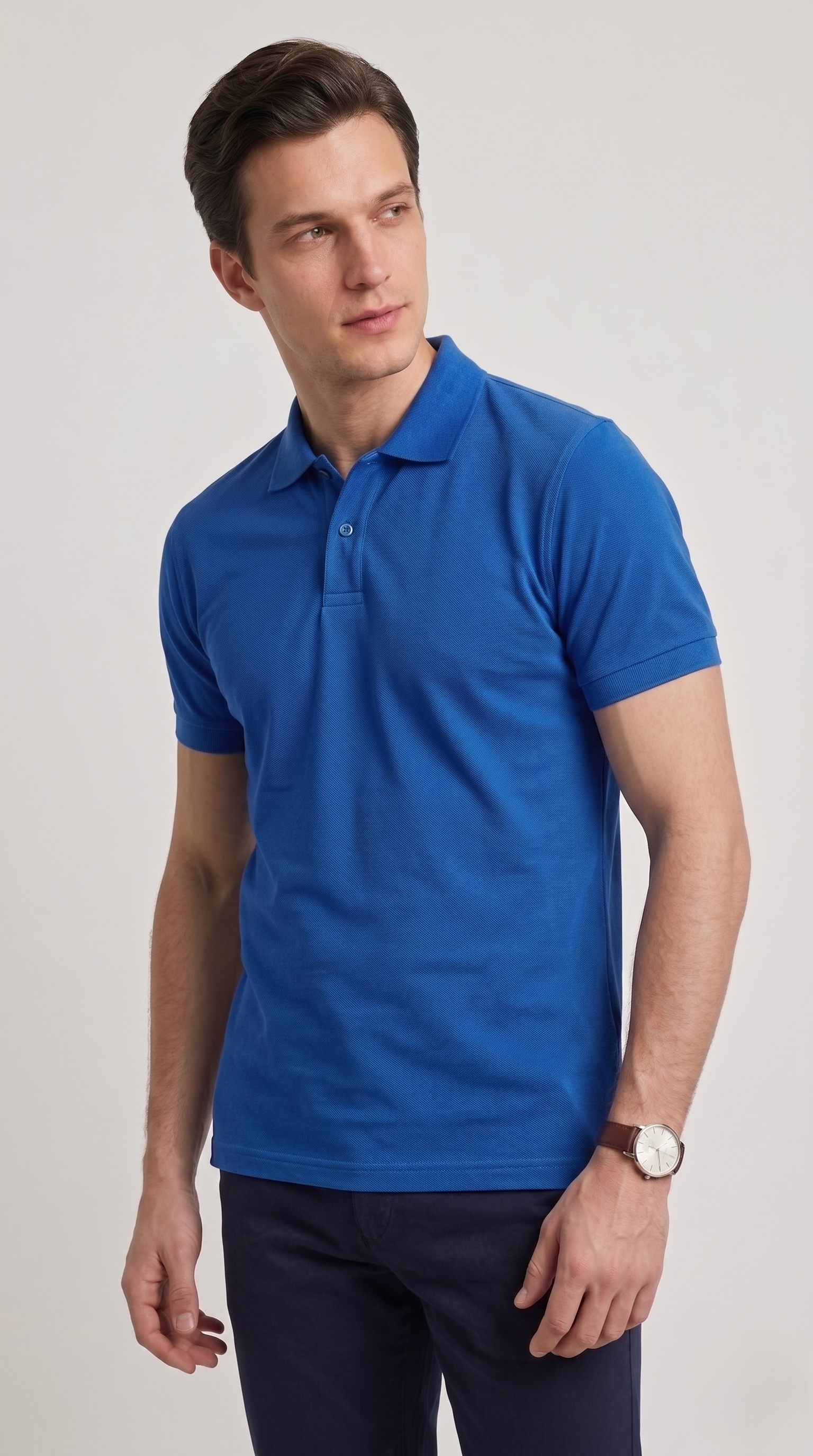Polo Uomo Slim Manica Corta Cotone Piquet Unito