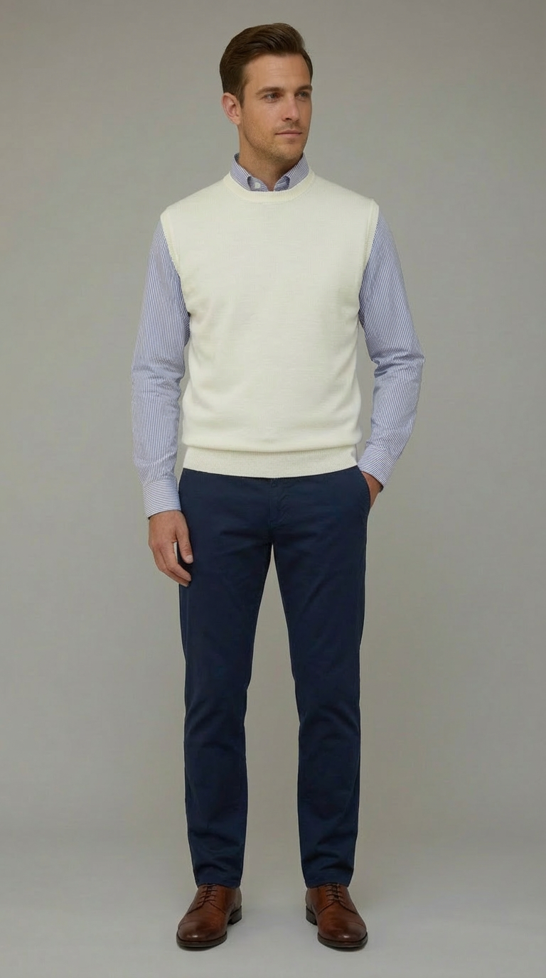 Gilet Girocollo Uomo Pura Lana Merinos