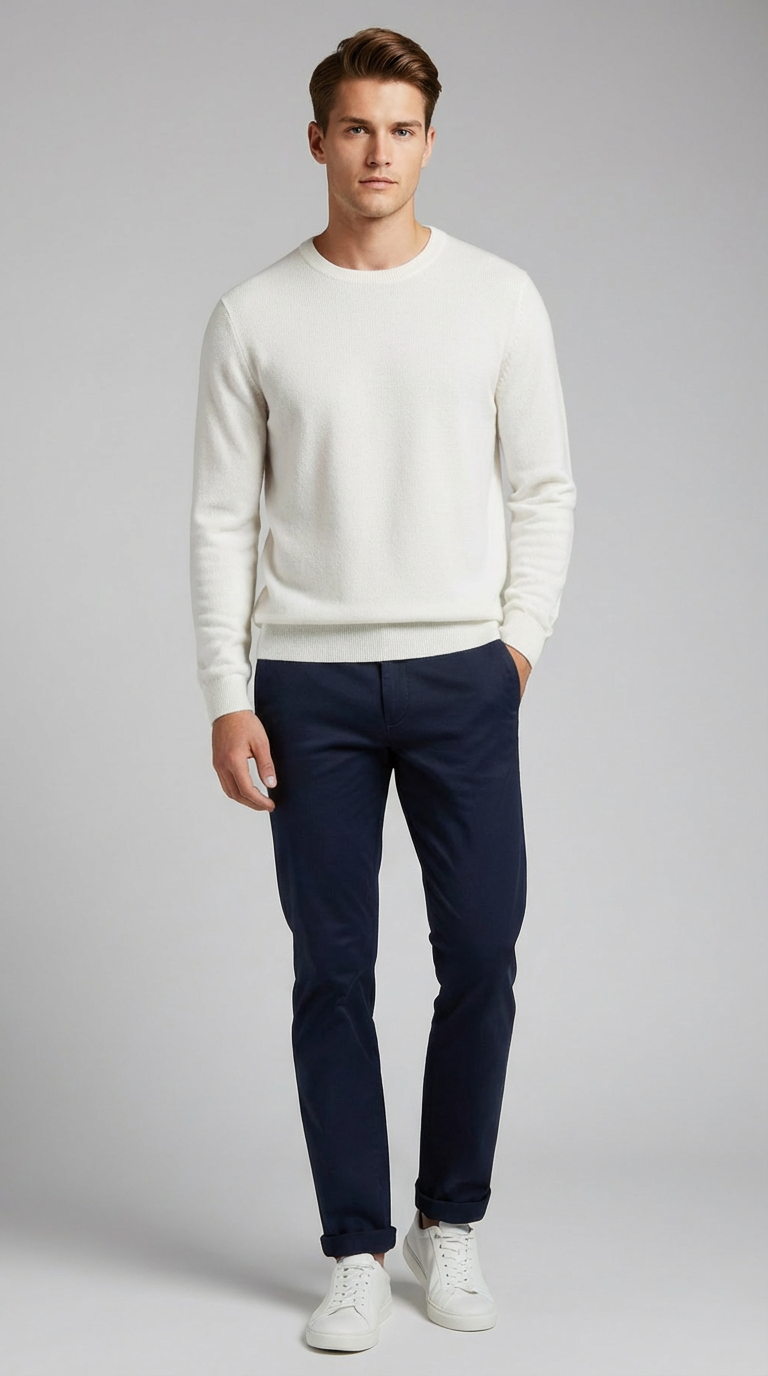 Maglia Uomo Girocollo Misto Cachemire Unito