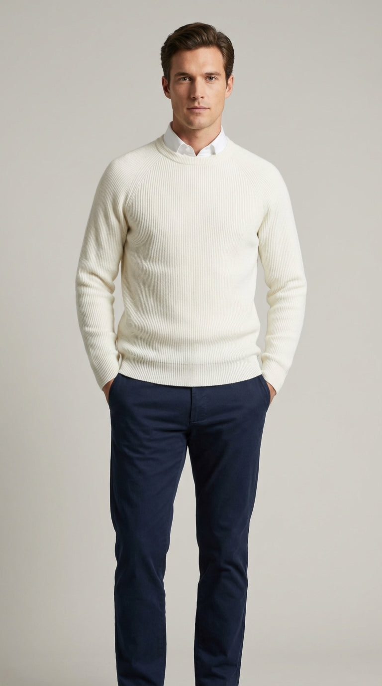 Maglia Uomo Girocollo Costa Inglese Misto Cachemire Unito