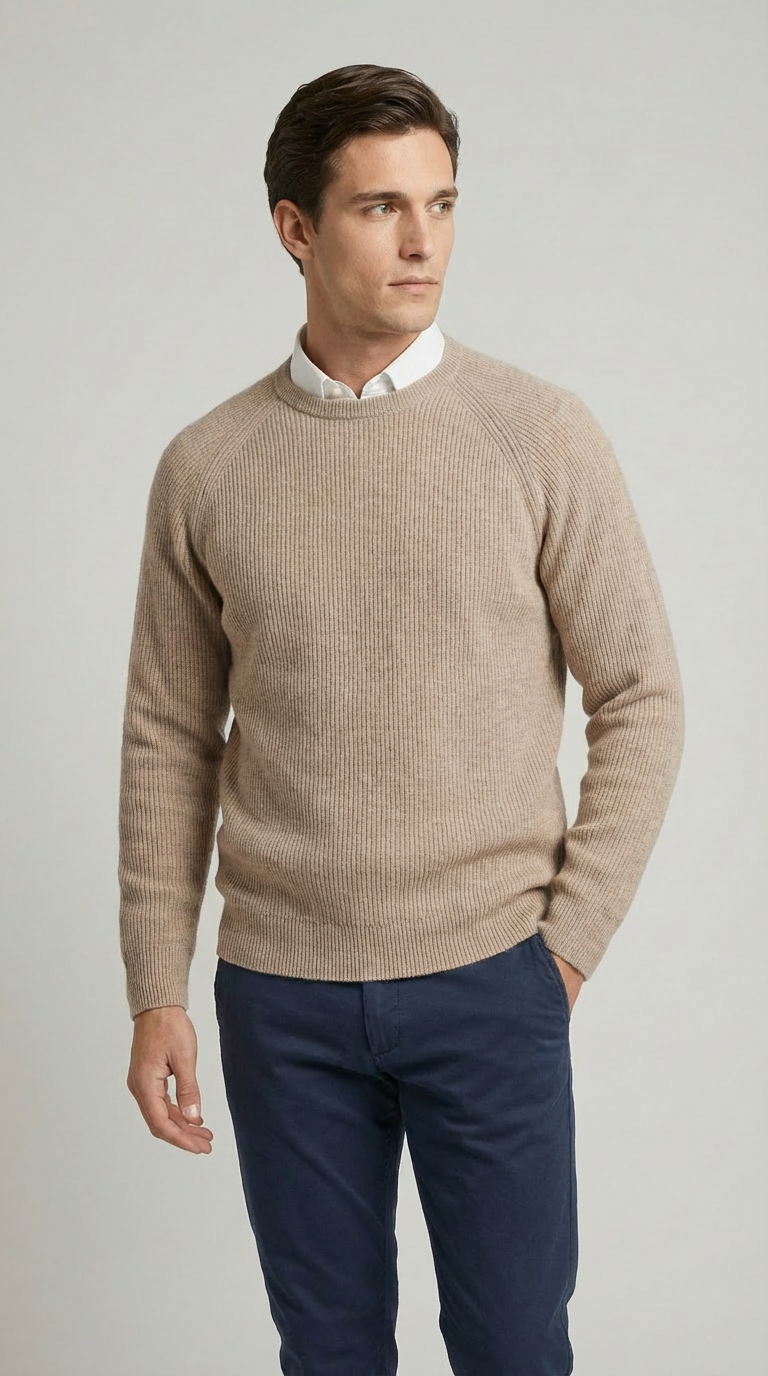 Maglia Uomo Girocollo Costa Inglese Misto Cachemire Unito