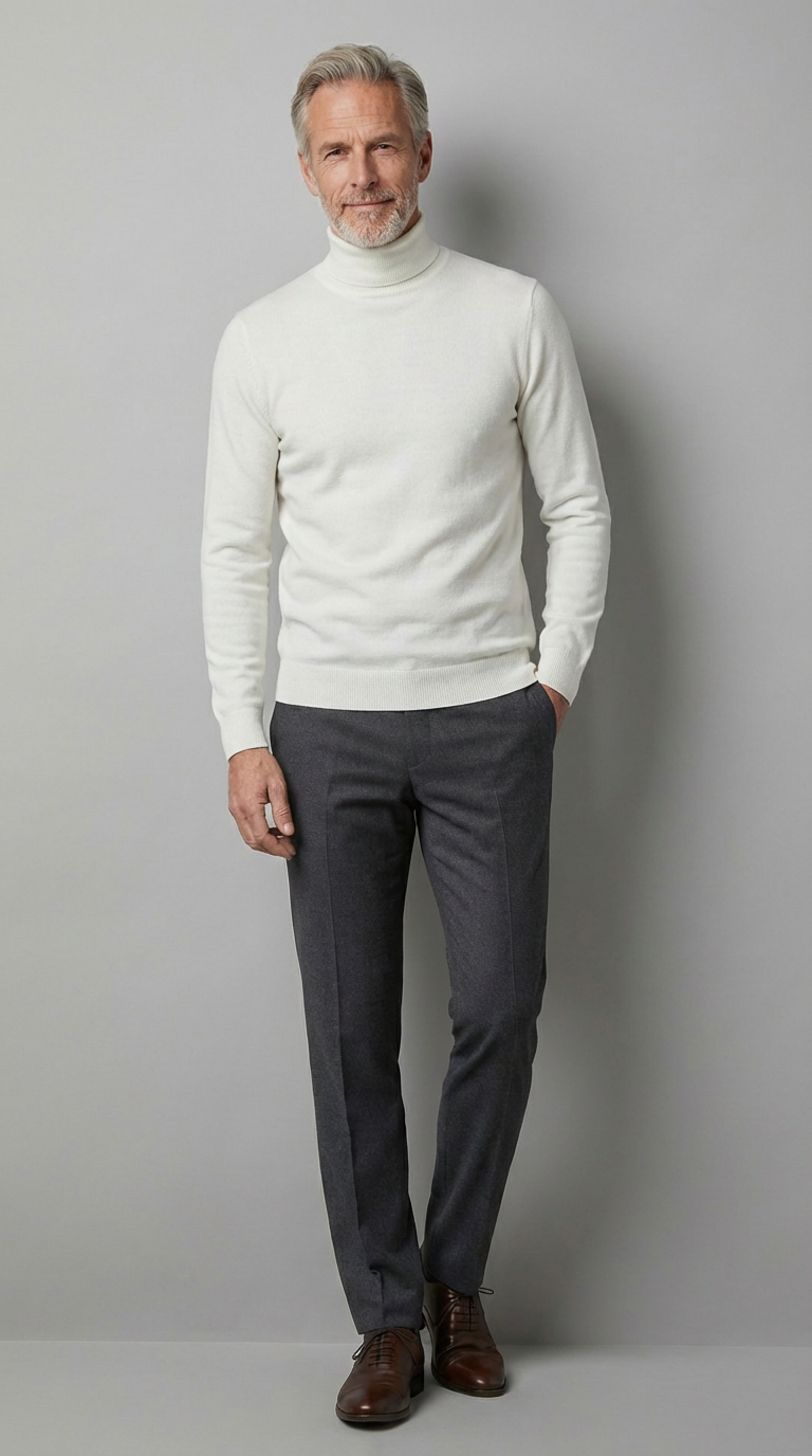 Maglia Classica Collo Alto Cachemire Blended