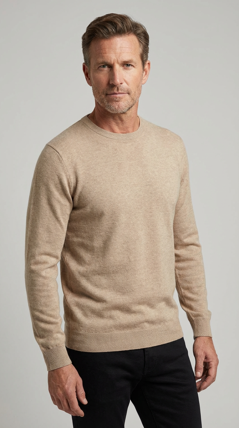 Maglia Uomo Girocollo Maglia Misto Viscosa Marrone