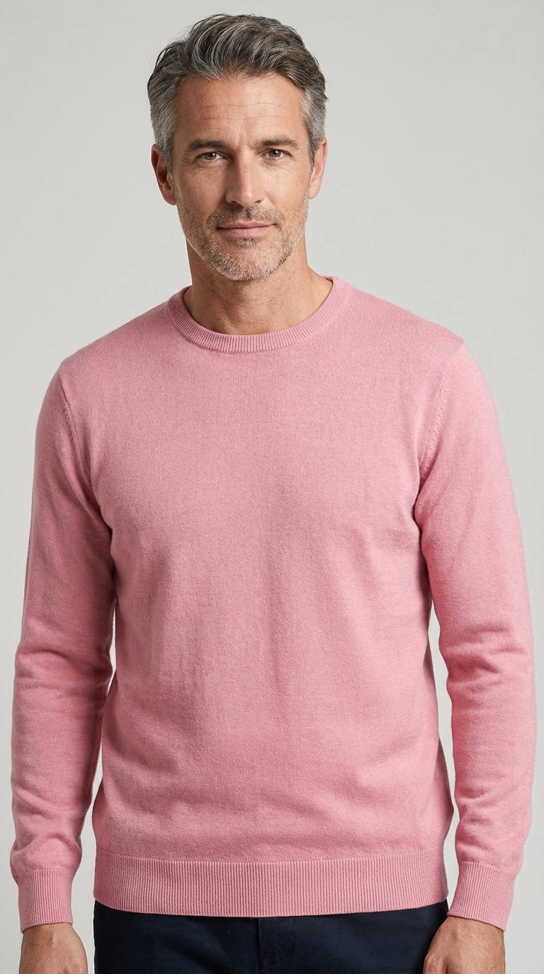 Maglia Uomo Girocollo Maglia Misto Viscosa Marrone