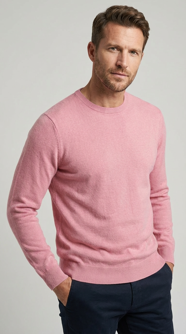 Maglia Uomo Girocollo Maglia Misto Viscosa Marrone