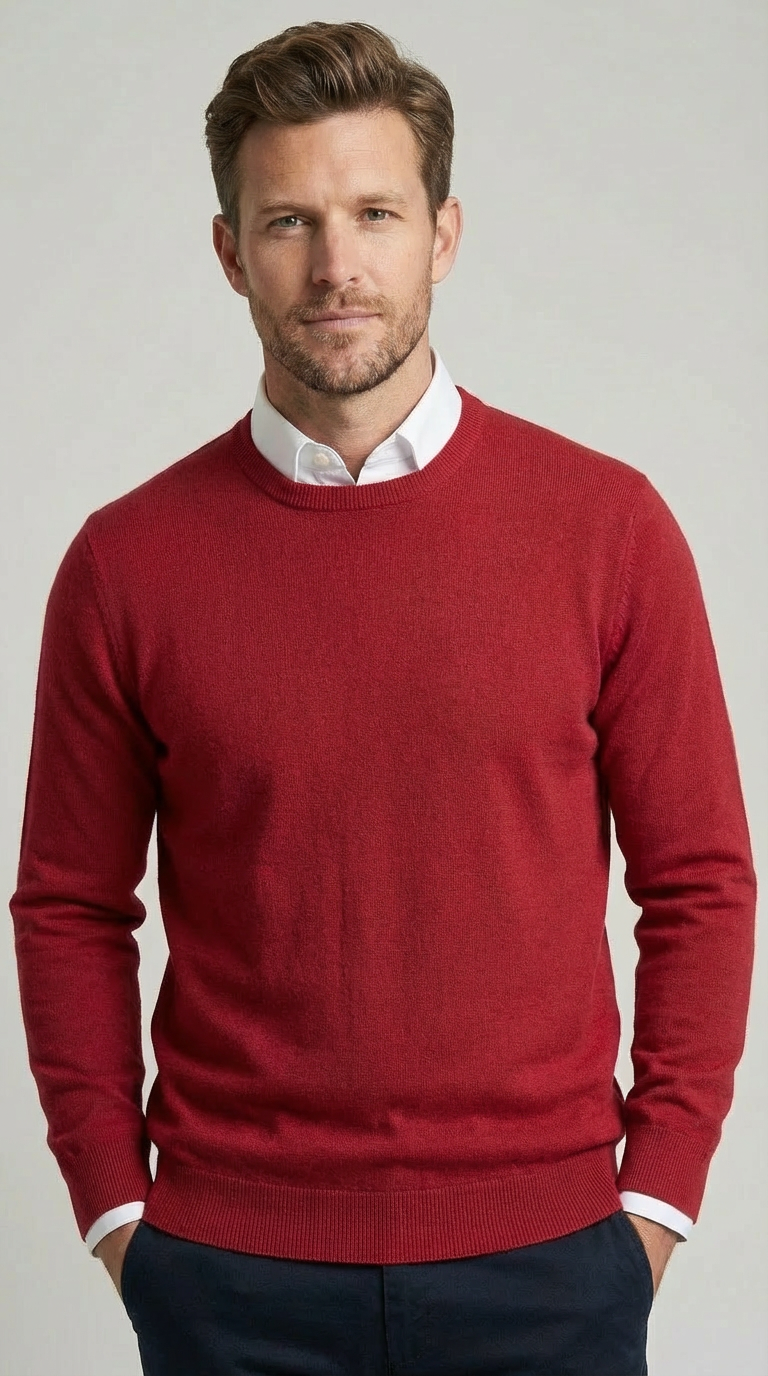 Maglia Uomo Girocollo Maglia Misto Viscosa Marrone