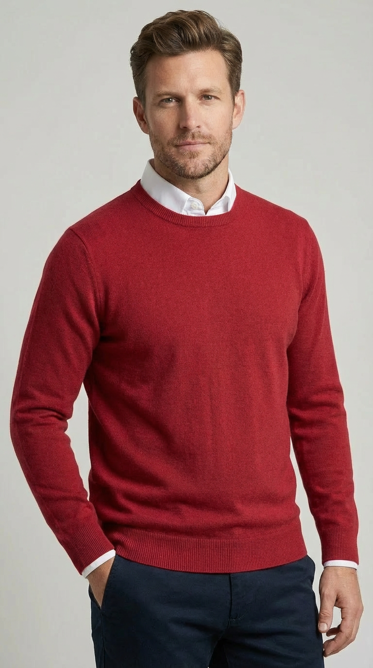 Maglia Uomo Girocollo Maglia Misto Viscosa Marrone