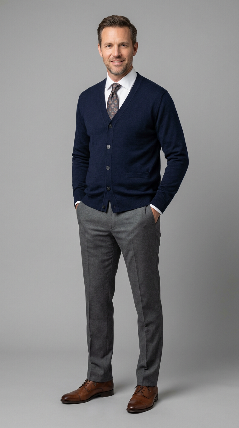 Maglia Classica Cardigan con Bottoni TEKHNOFLEX