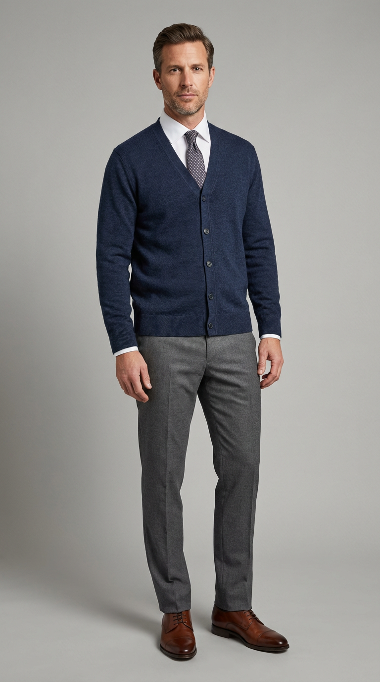 Maglia Classica Cardigan con Bottoni TEKHNOFLEX