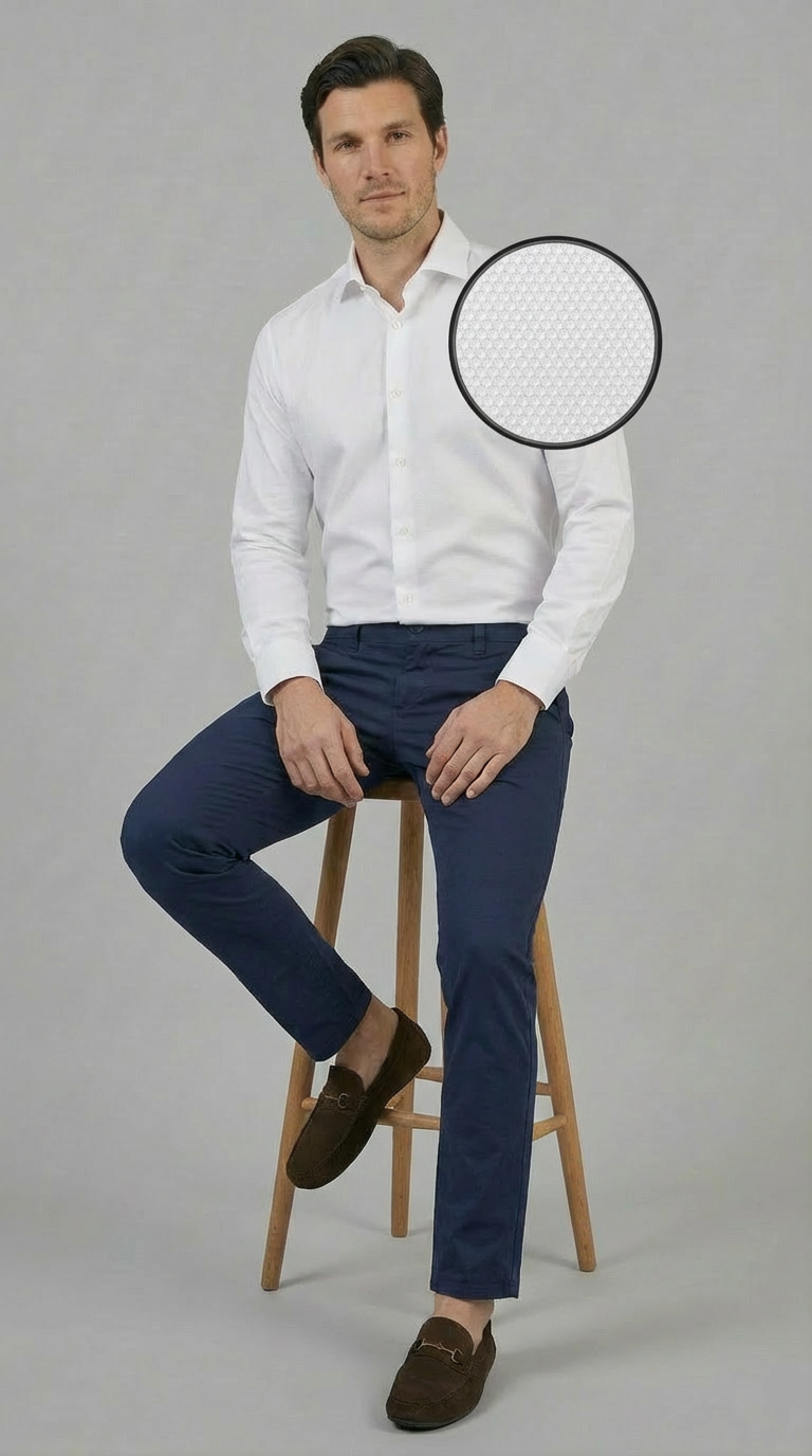 Camicia Uomo 1 Bottone Francese Zero iron Nido d ape No iron Antimacchia