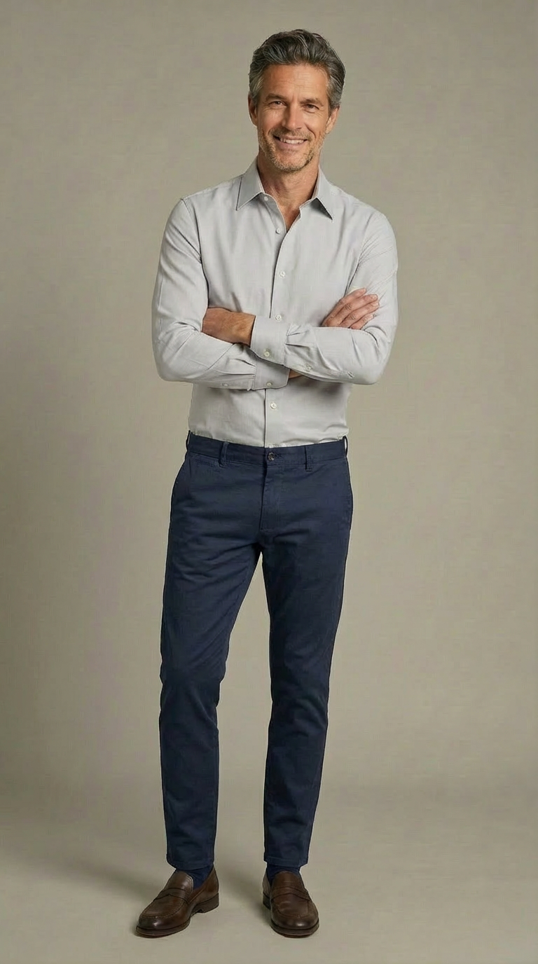 Camicia Uomo 1 Bottone Italiano Slim Cotone Twill NoIron Antimacchia