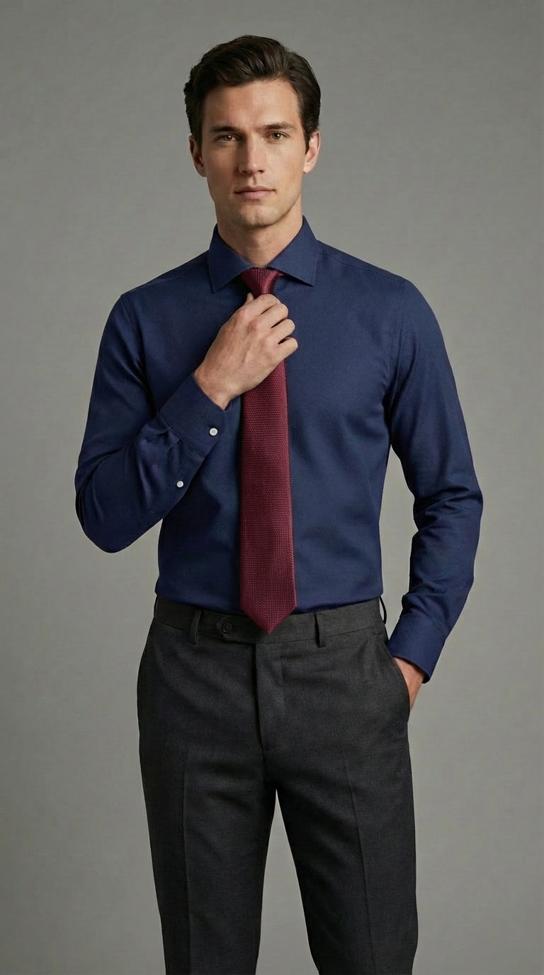 Camicia Uomo 1 Bottone Francese Tessuto Tecnico Super Stretch