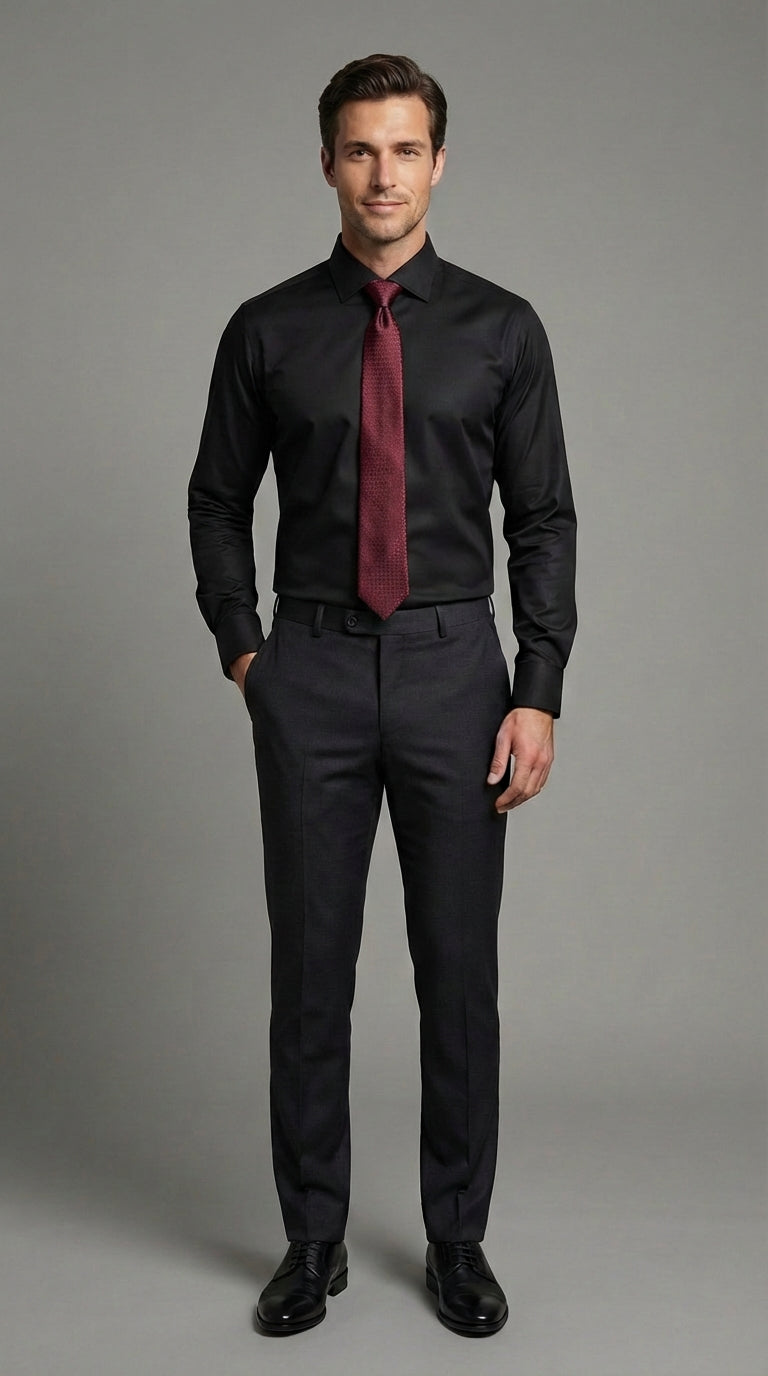 Camicia Uomo 1 Bottone Francese Tessuto Tecnico Super Stretch