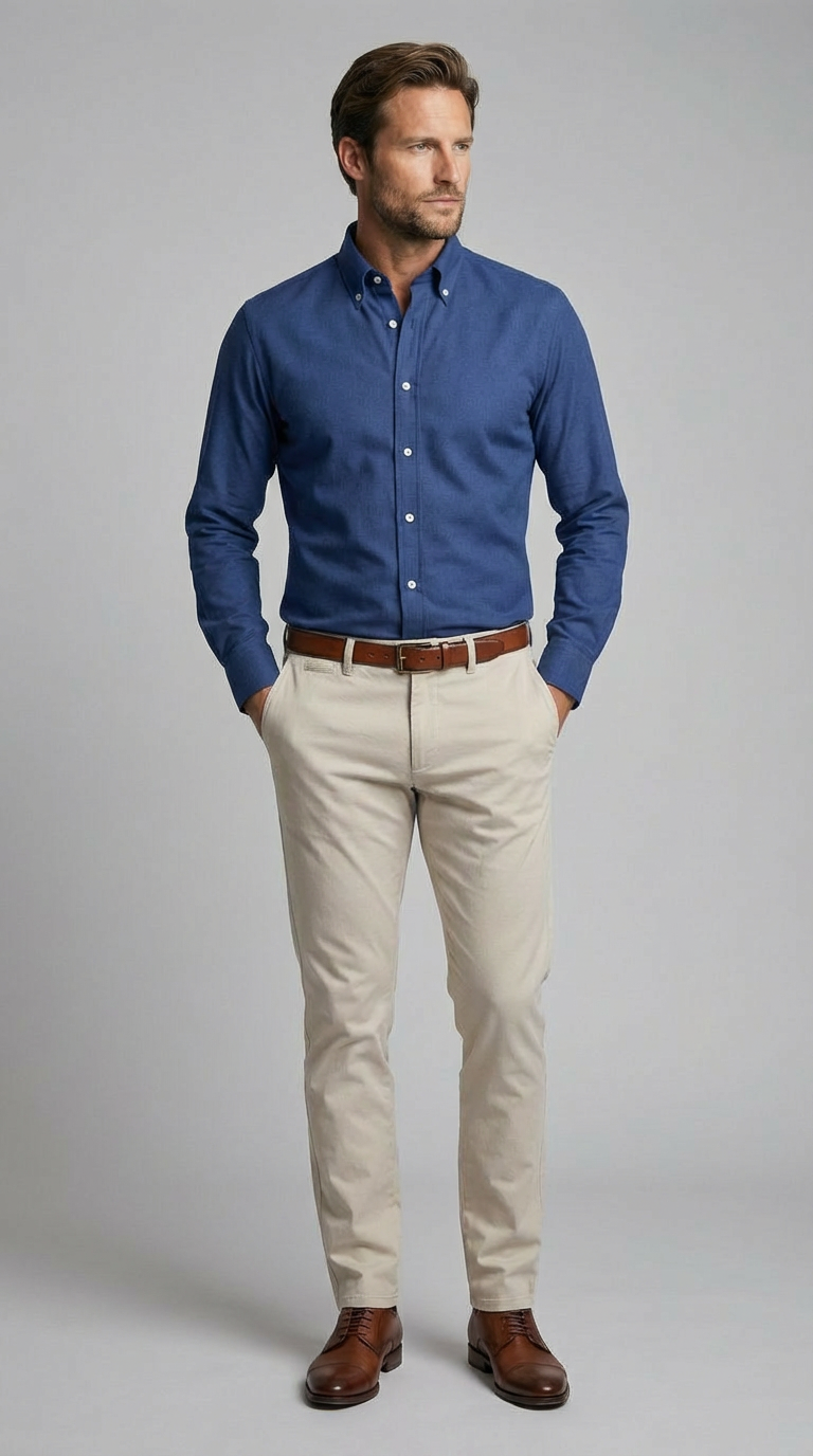 Camicia Uomo 1 Bottone Button Down Twill No iron