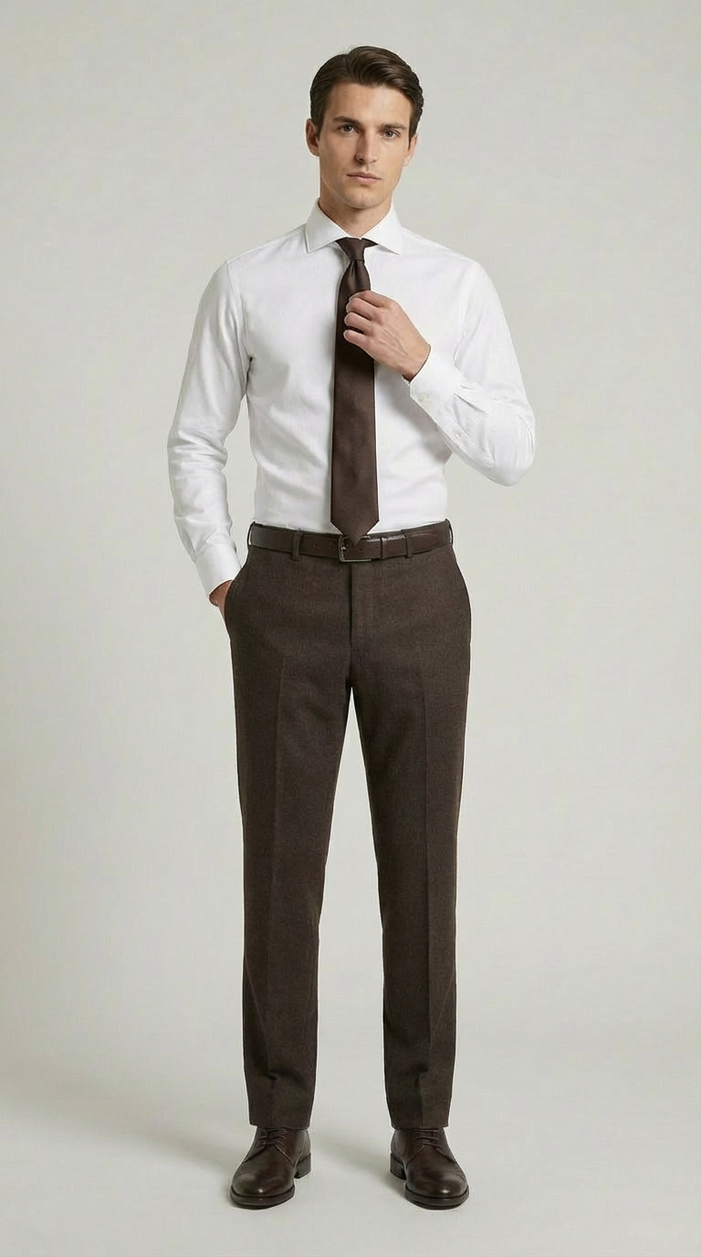 Pantalone Uomo Flanella Unita Marrone