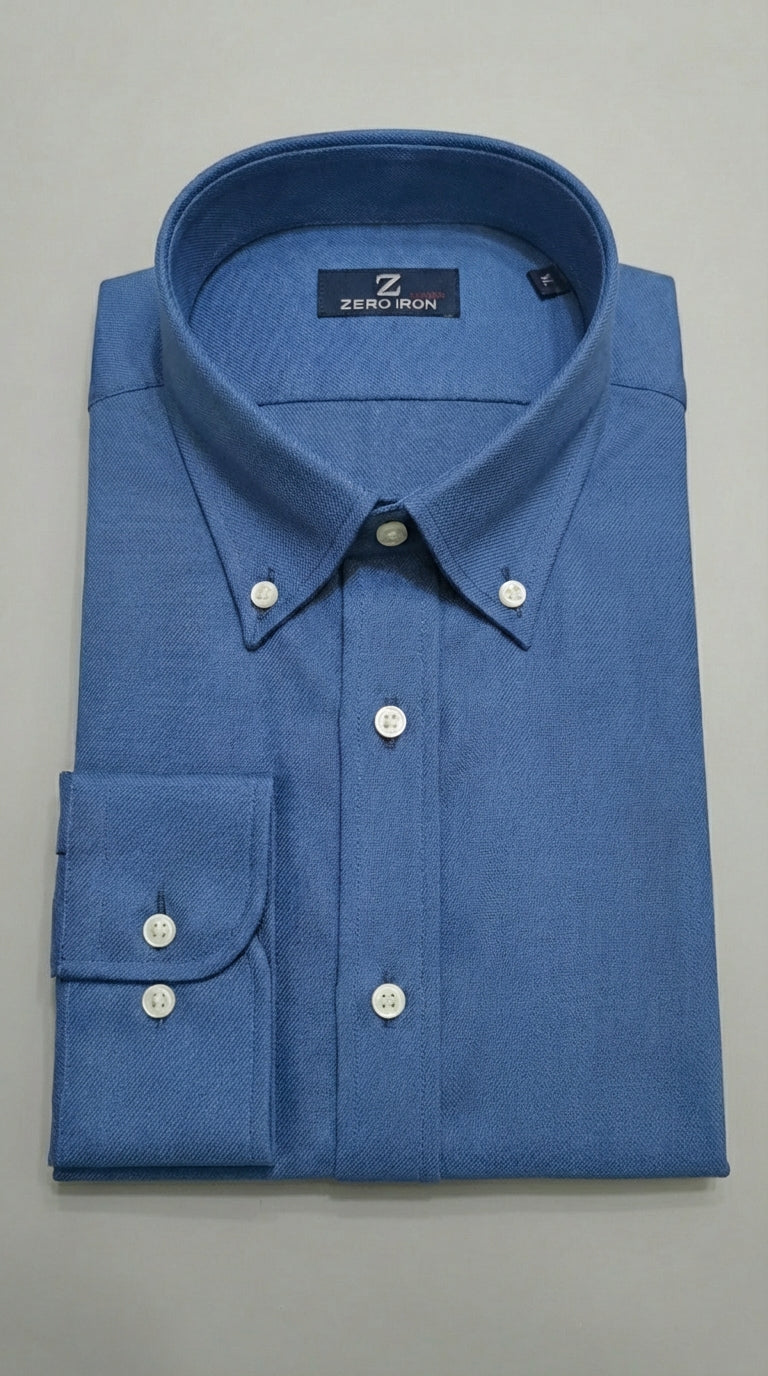 Camicia Uomo 1 Bottone Button Down Cotone Twill NoIron Antimacchia