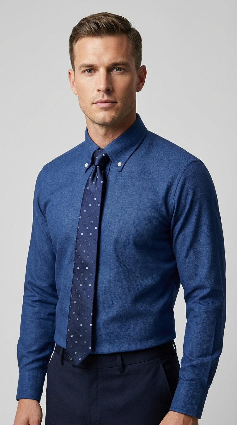 Camicia Uomo 1 Bottone Button Down Cotone Twill NoIron Antimacchia