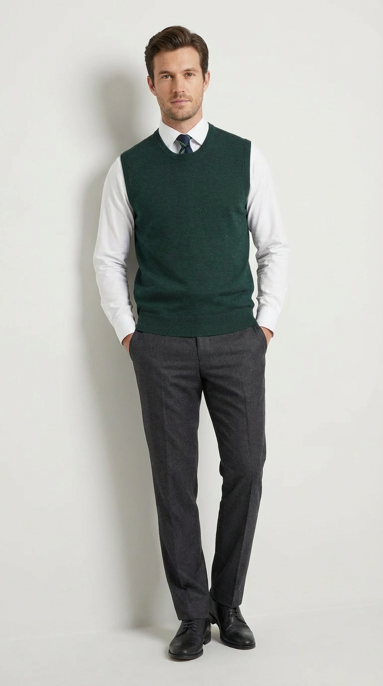 Gilet Girocollo Uomo Maglia Misto Viscosa