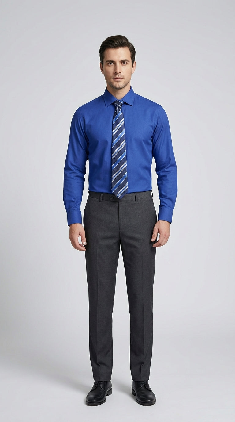 Camicia Uomo 1 Bottone Francese Cotone Twill NoIron Antimacchia