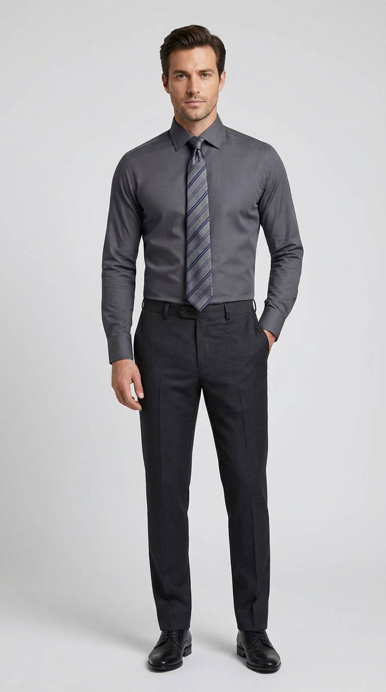 Camicia Uomo 1 Bottone Francese Cotone Twill NoIron Antimacchia