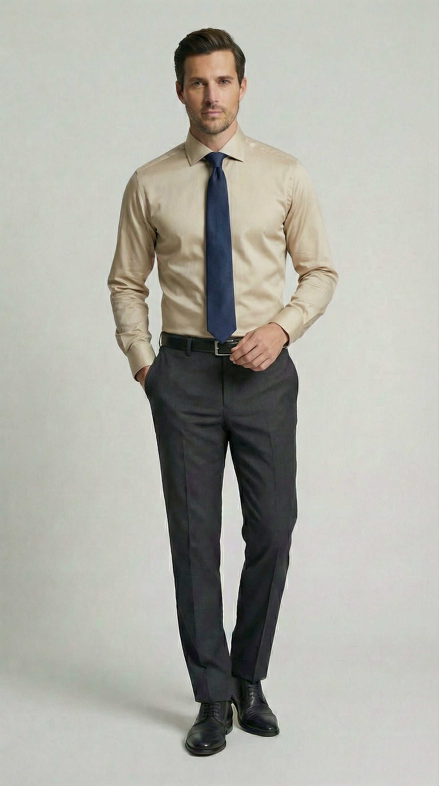 Camicia Uomo 1 Bottone Francese Zero iron Satin Zero Iron Antimacchia