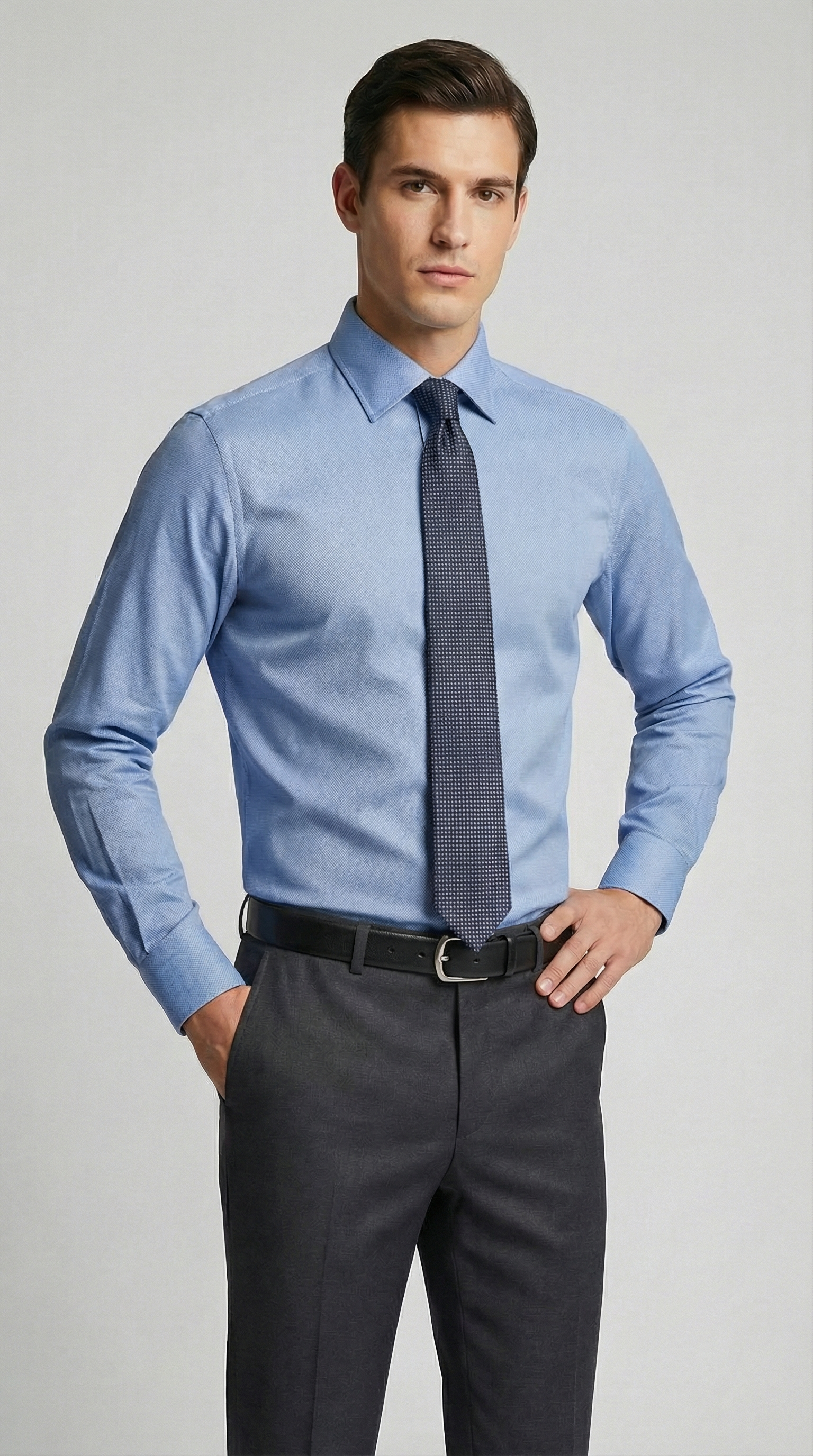 Camicia Uomo 1 Bottone Francese Oxford No iron