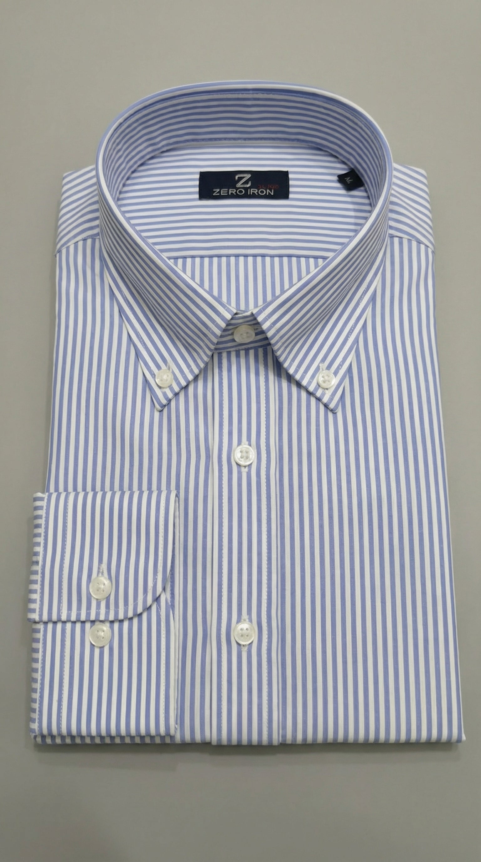 Camicia Uomo 1 Bottone Button Down Twill No Iron Bianco/Celeste