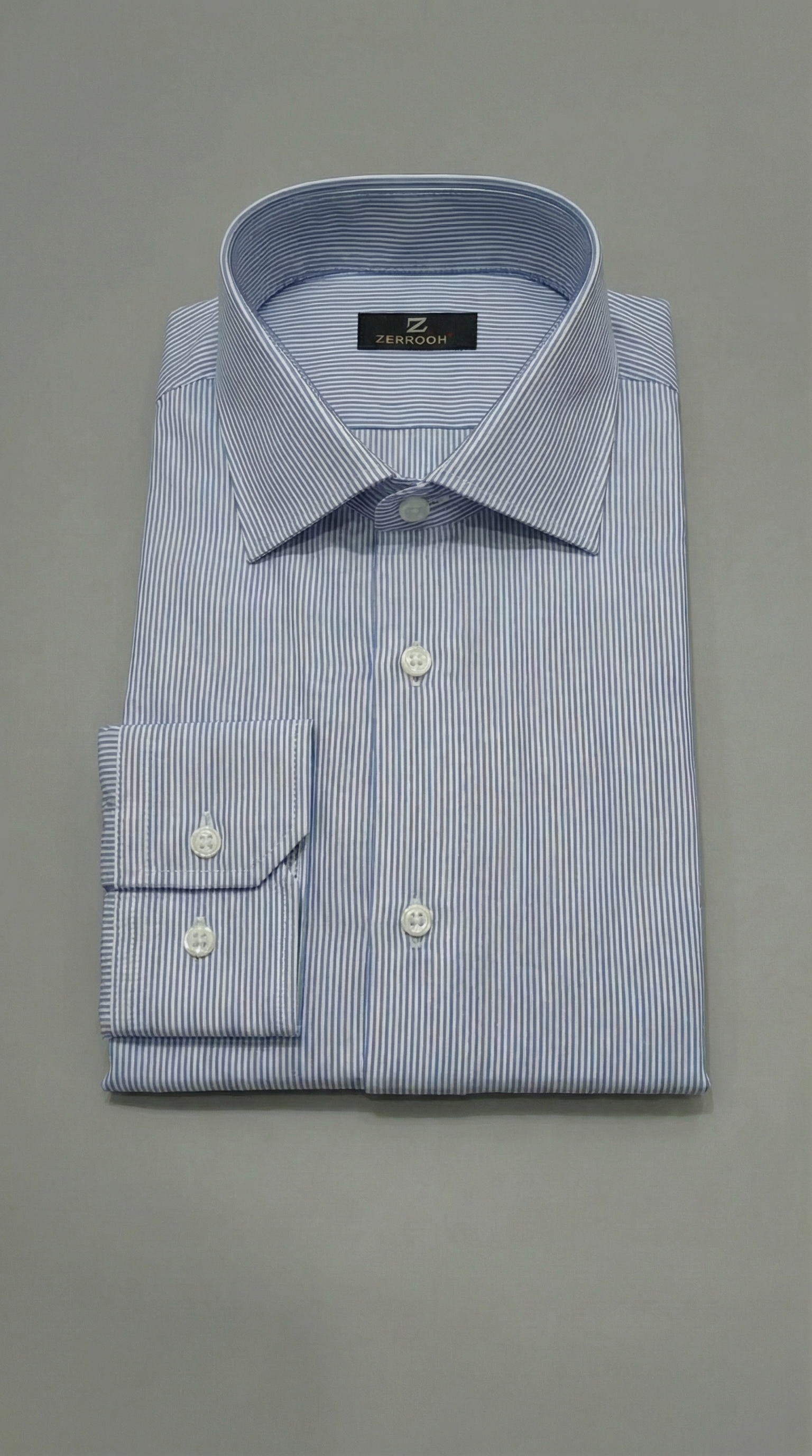 Camicia Uomo 1 Bottone Francese Cotone Riga Stretta NoIron Antimacchia
