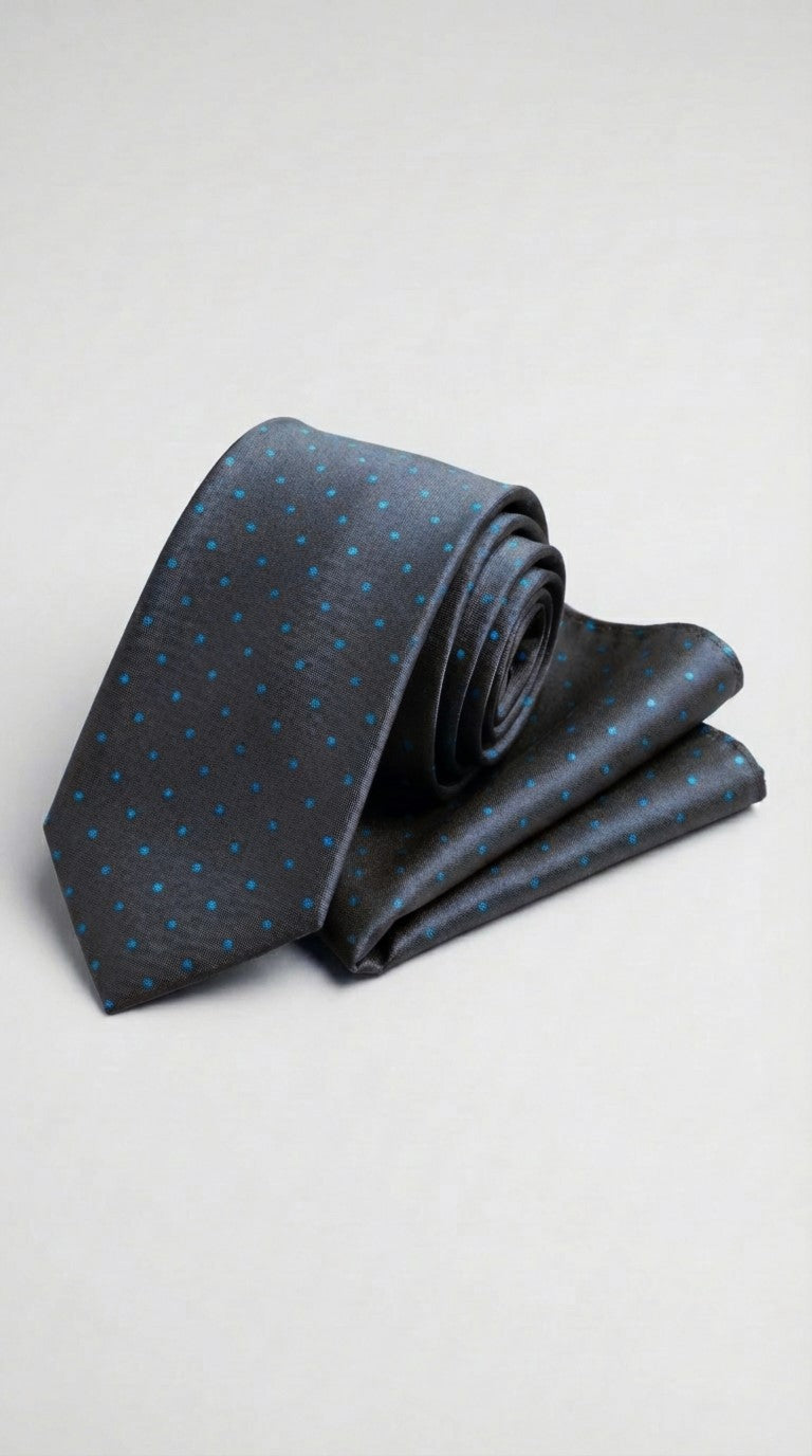 Cravatta Con Pochette Pois Medio Verde Medio/Bianco