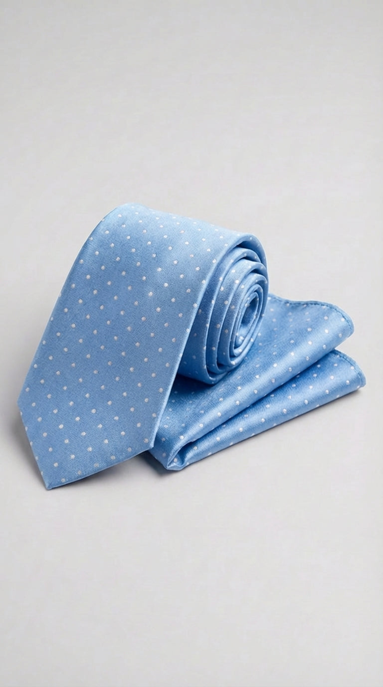 Cravatta Con Pochette Pois Medio Verde Medio/Bianco