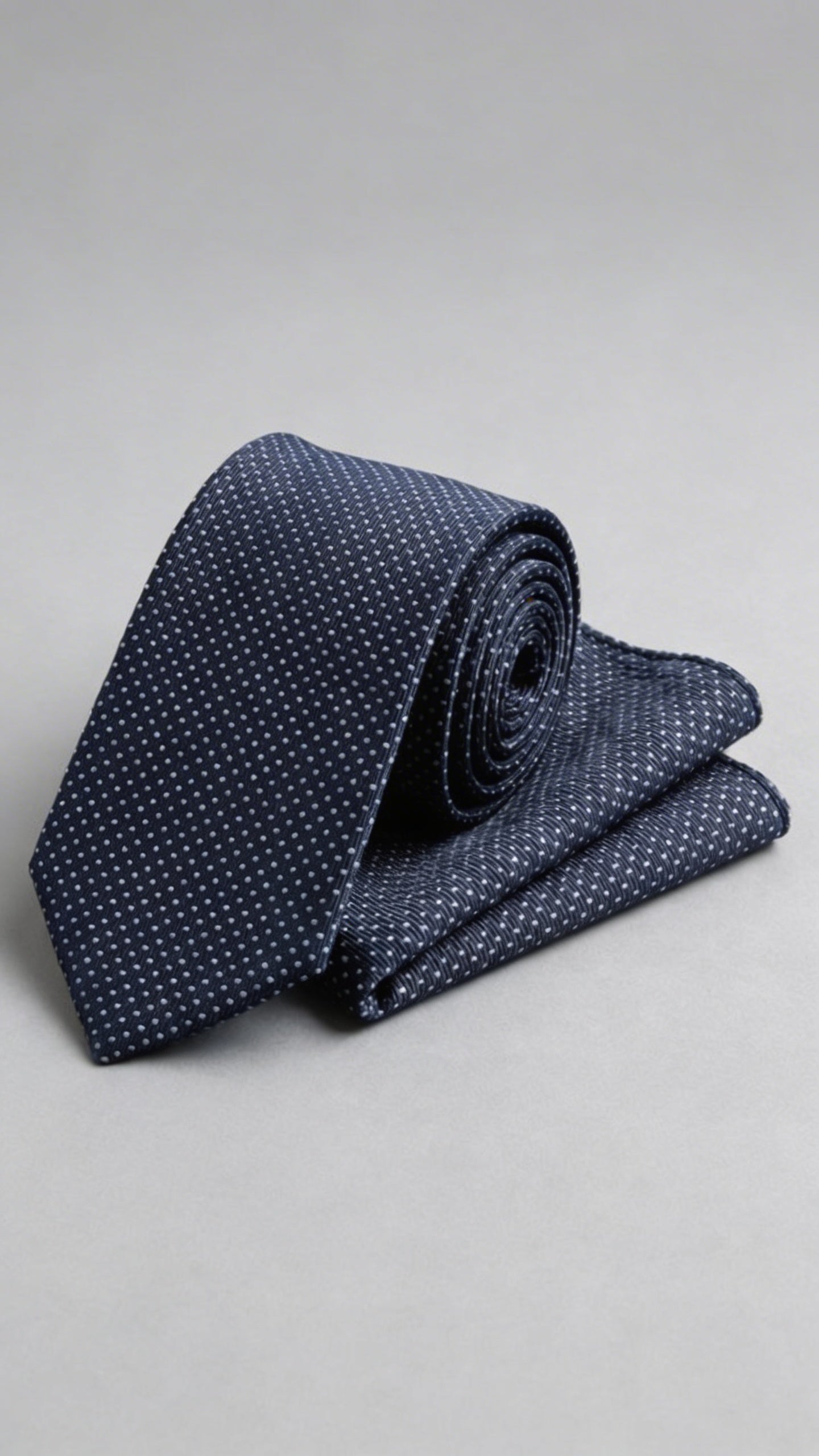Cravatta Con Pochette Pois piccolo Grigio/Bianco
