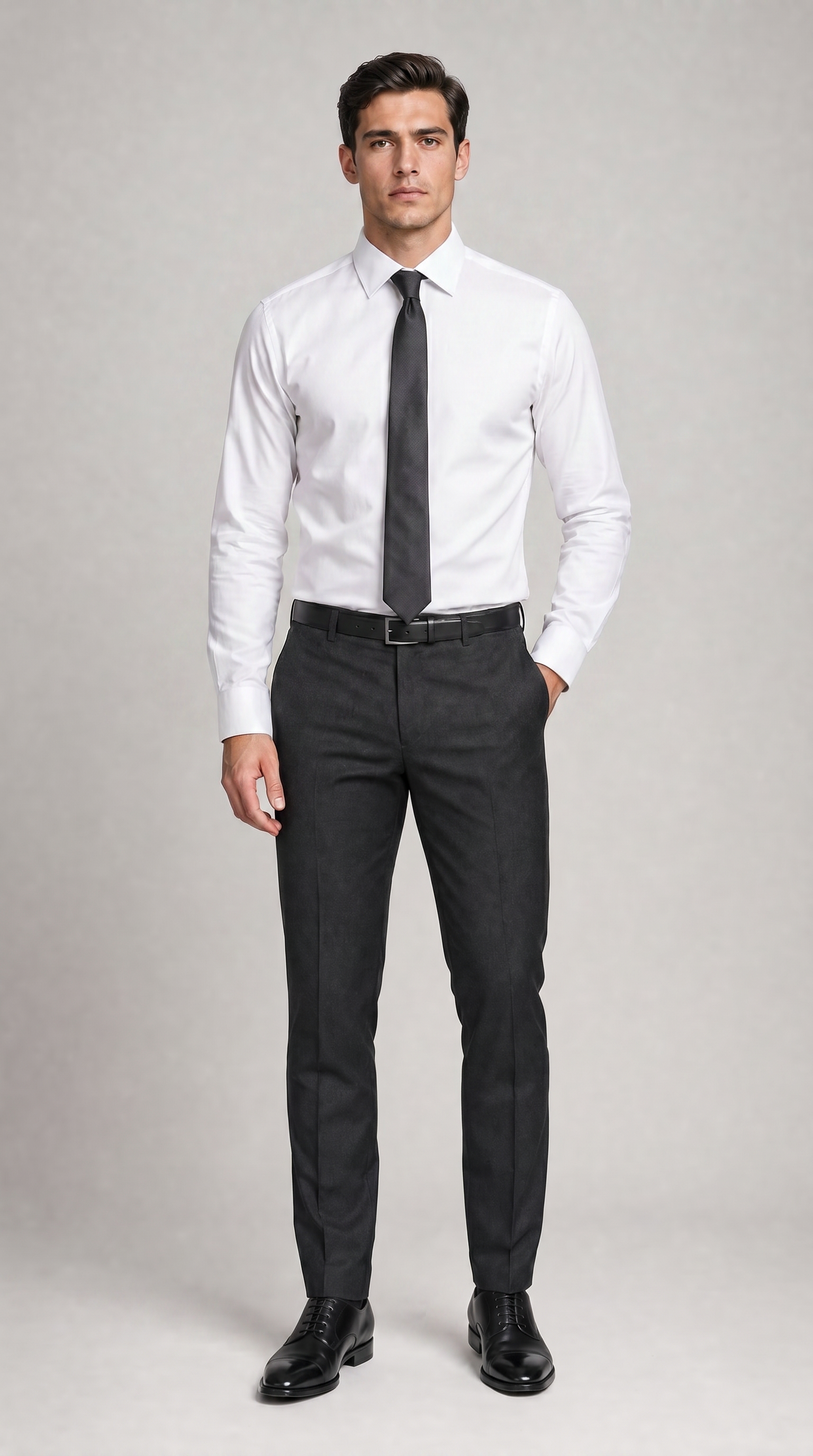 Camicia Uomo 1 Bottone Francese Slim Cotone Unito Bambu Stretch