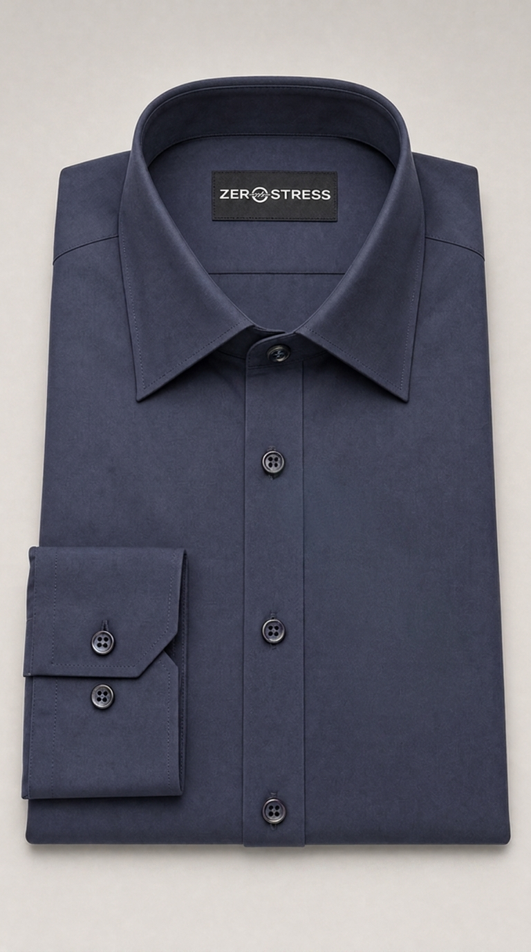 Camicia Uomo 1 Bottone Francese Slim Cotone Unito Bambu Stretch