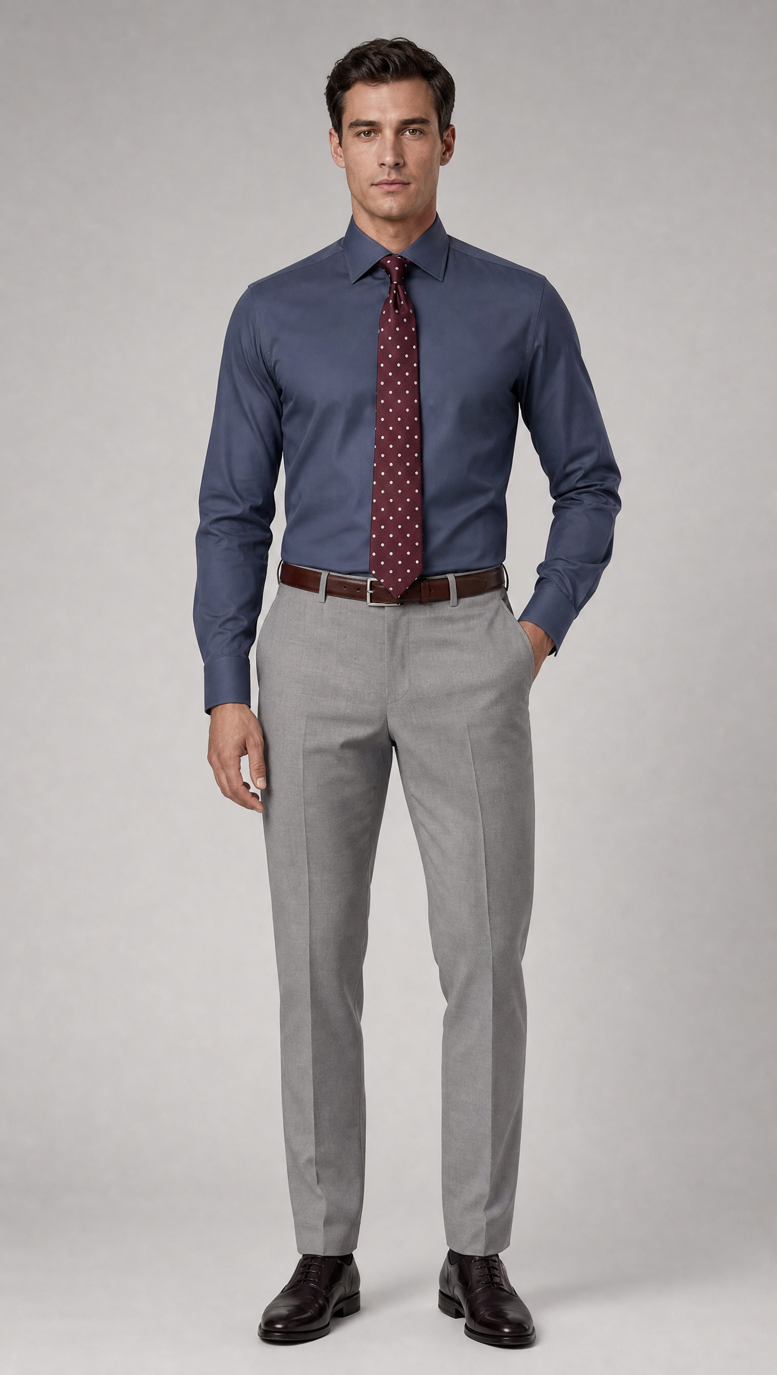Camicia Uomo 1 Bottone Francese Slim Cotone Unito Bambu Stretch