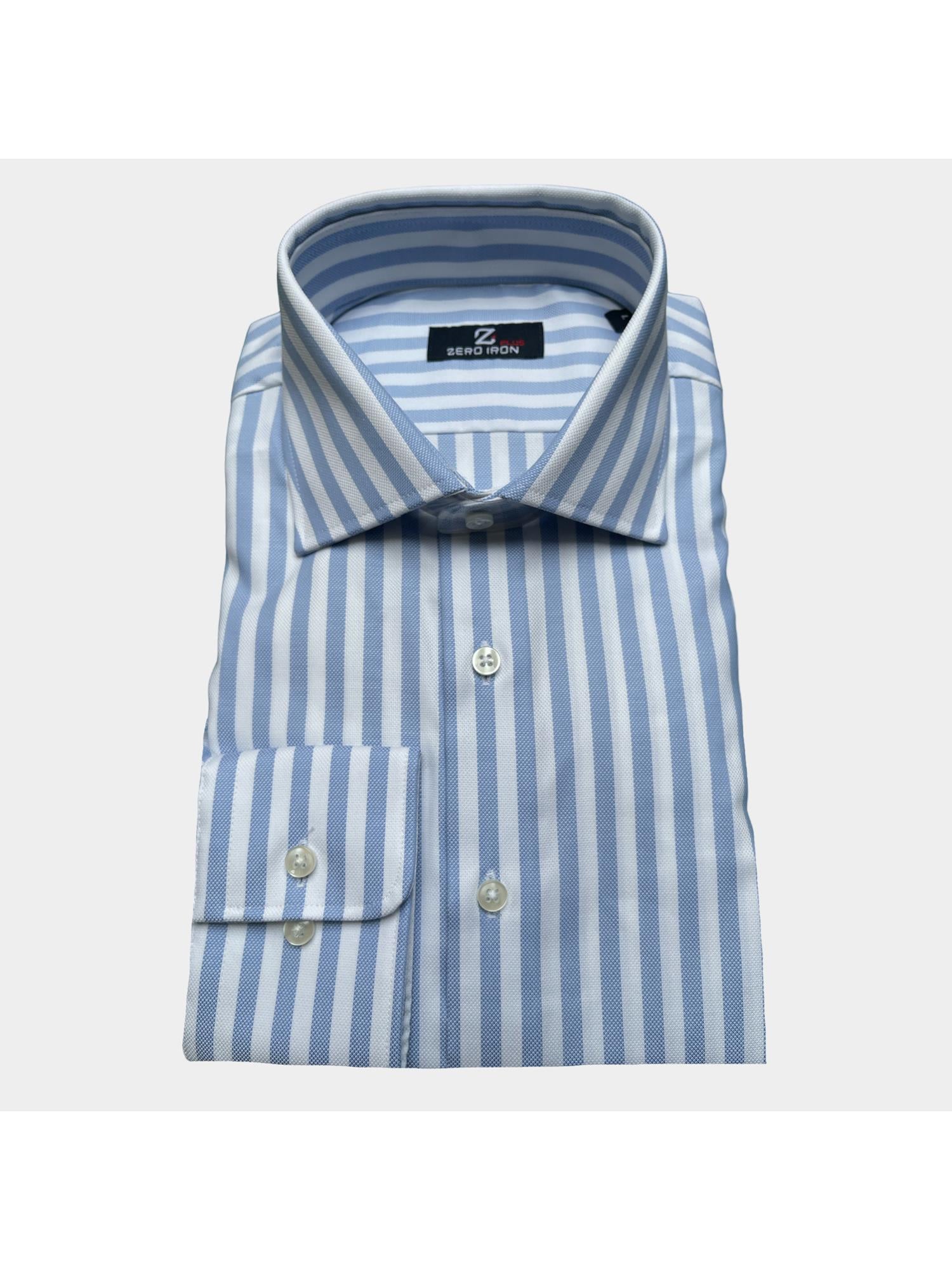 Camicia Uomo 1 Bottone Francese Cotone Riga Larga NoIron Antimacchia