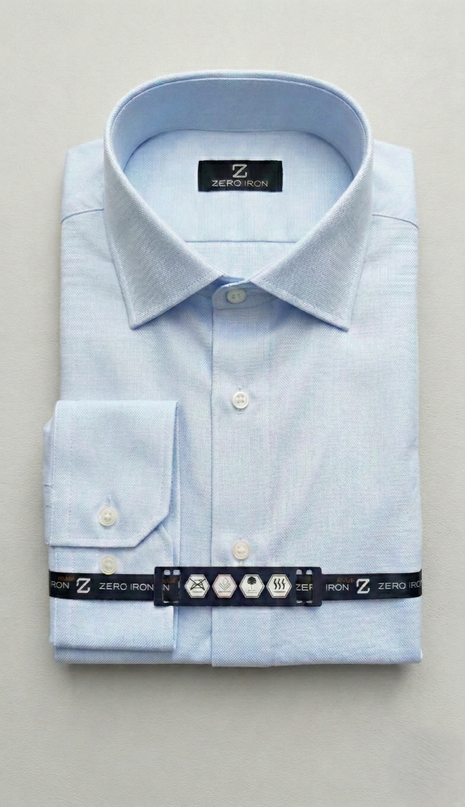 Camicia Uomo 1 Bottone Francese Cotone No iron Celeste/Celeste