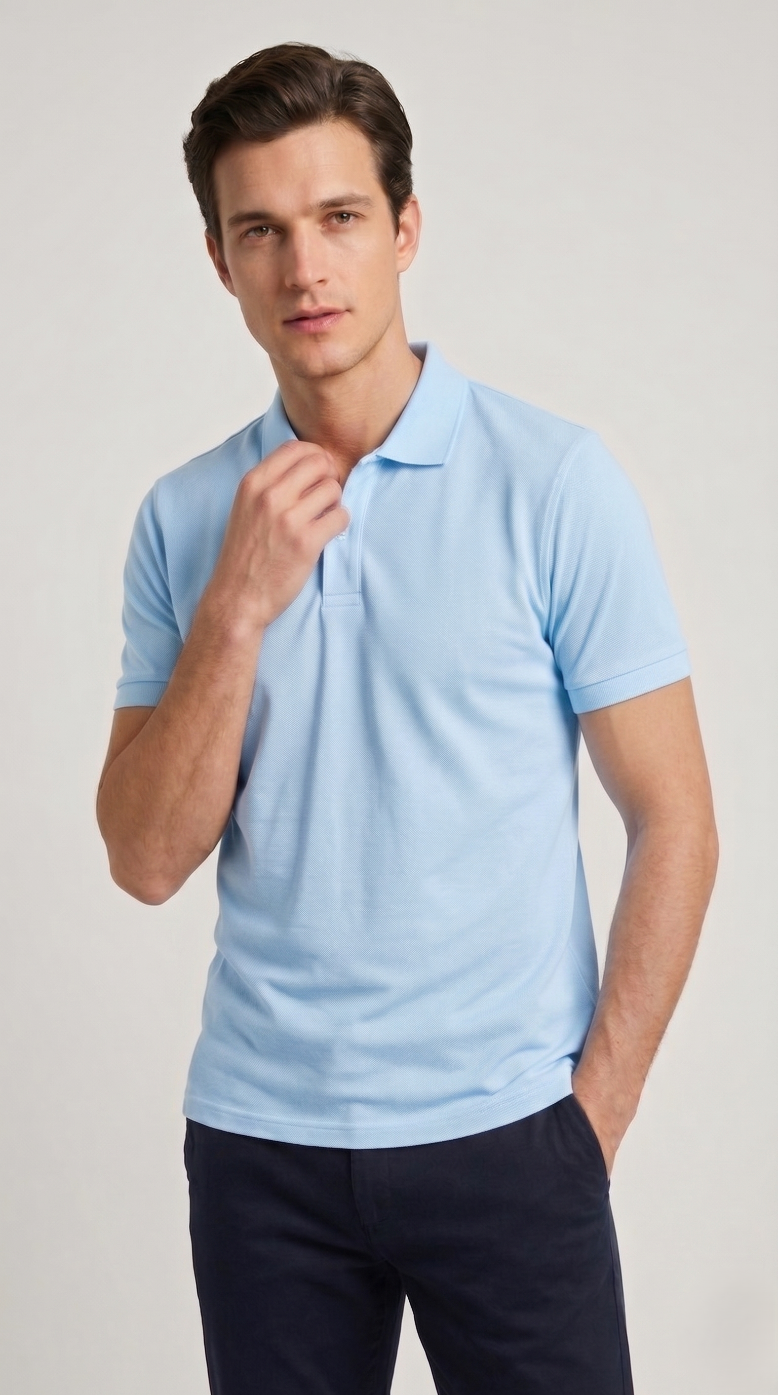 Polo Uomo Slim  Manica Corta Cotone Piquet Unito