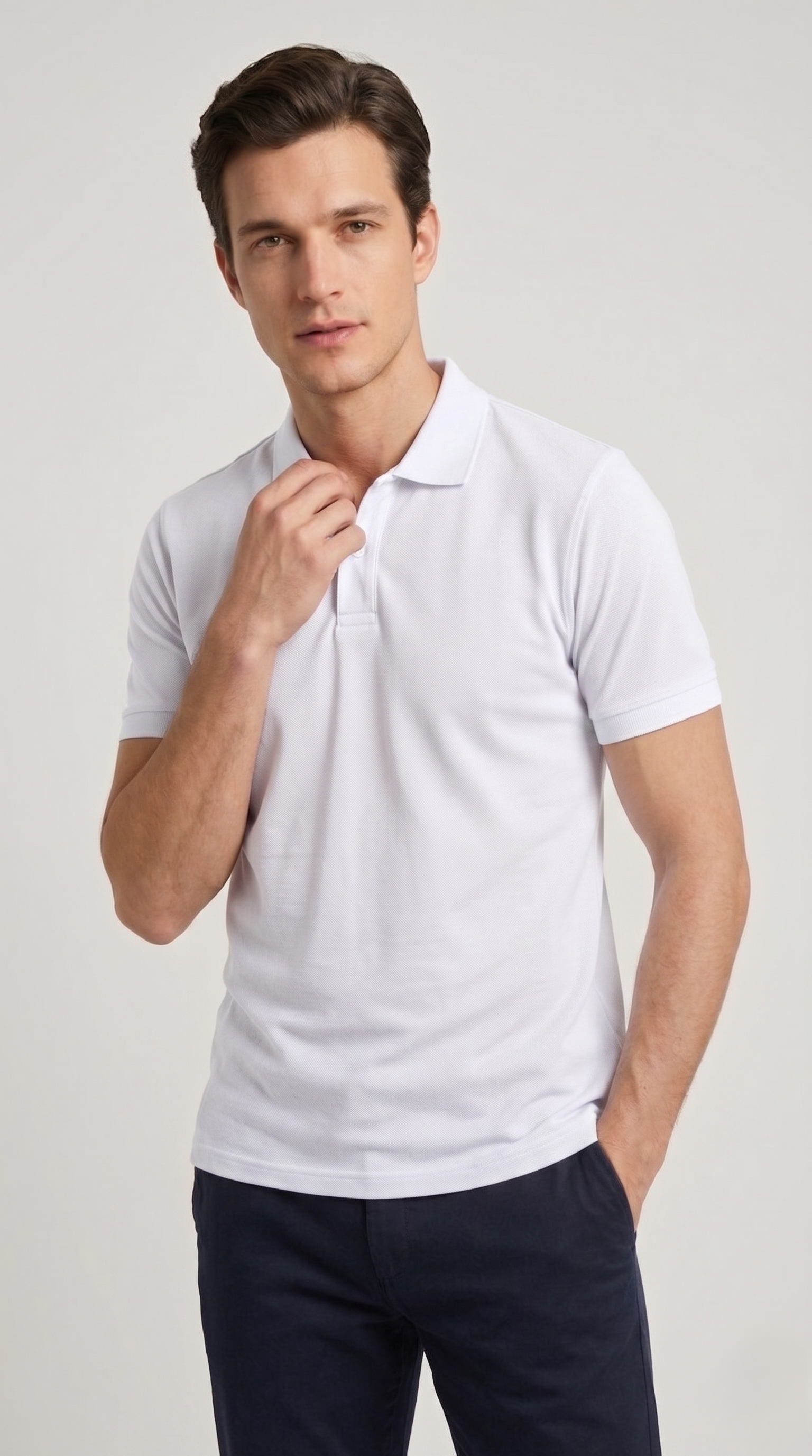 Polo Uomo Slim  Manica Corta Cotone Piquet Unito