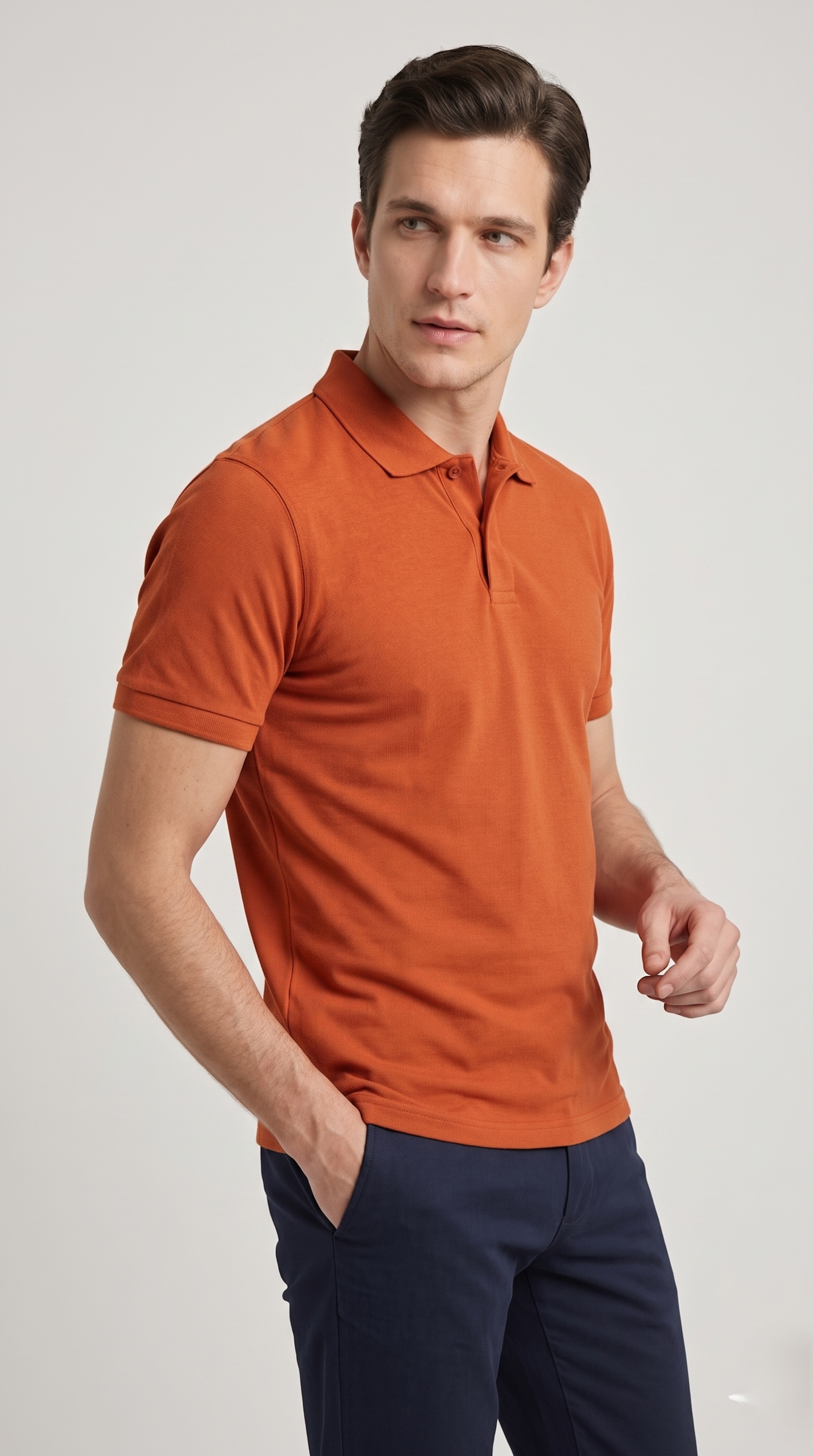 Polo Uomo Slim  Manica Corta Cotone Piquet Unito