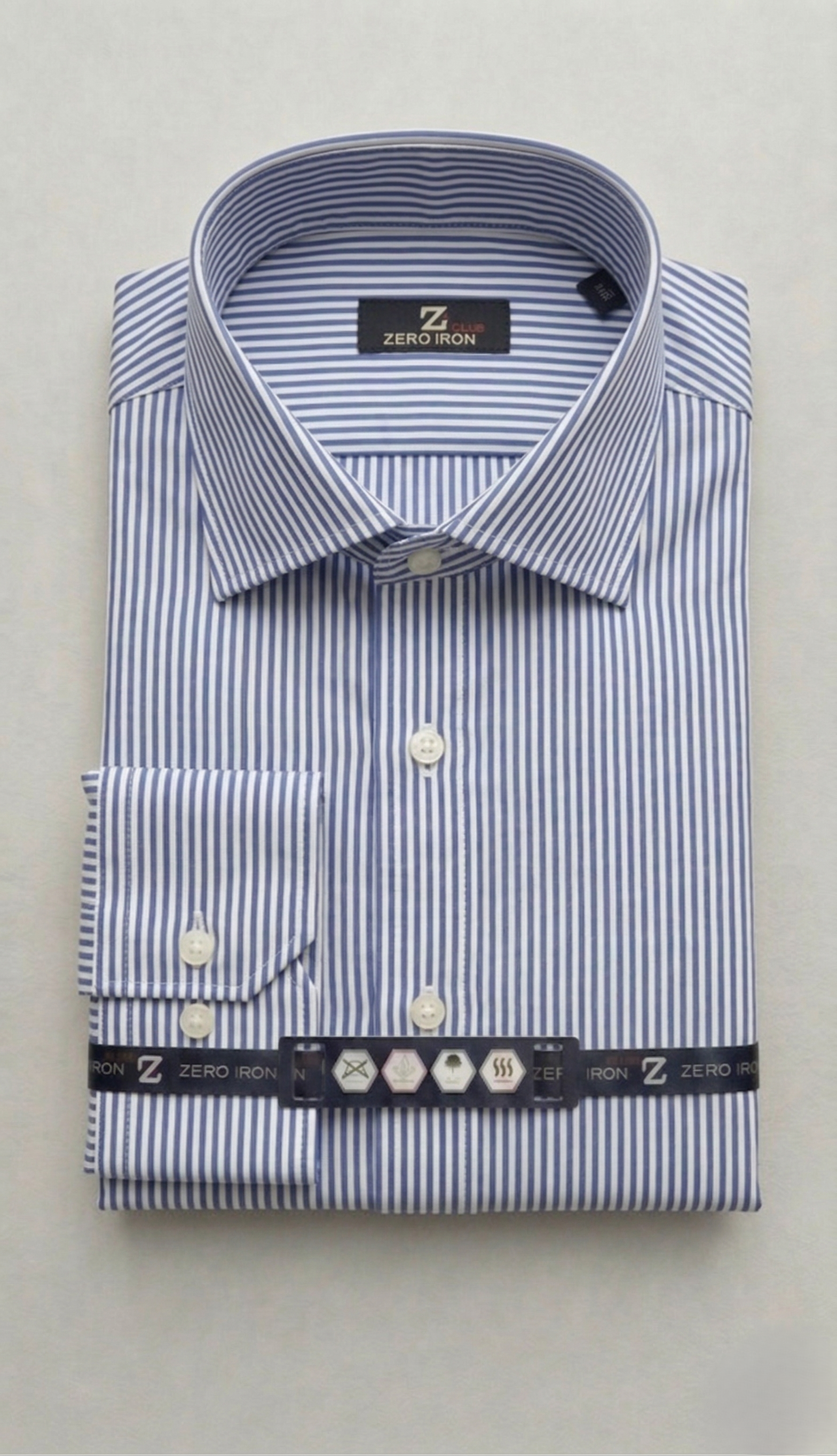 Camicia Uomo 1 Bottone Button Down Cotone Riga Media NoIron Antimacchia