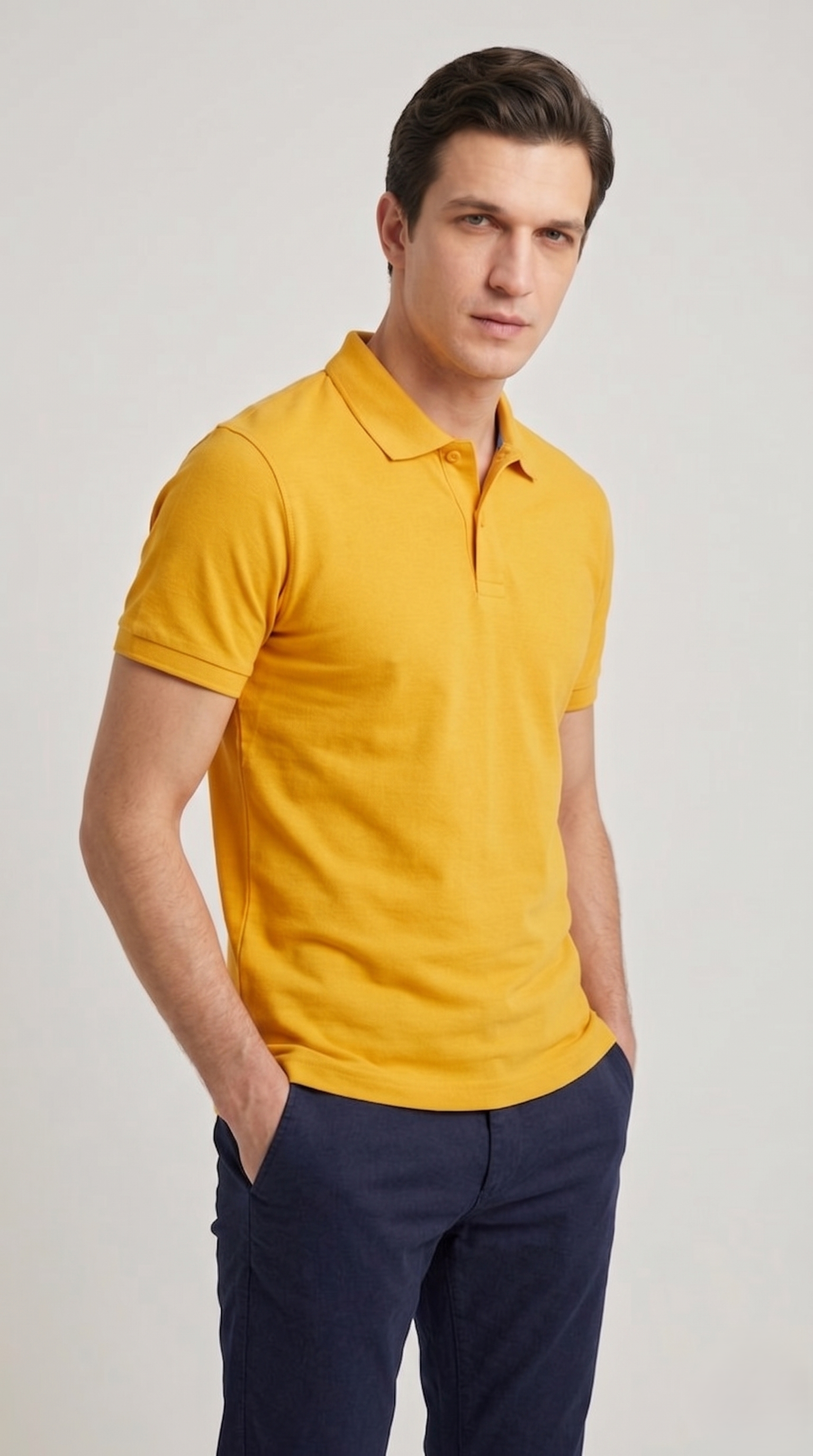 Polo Uomo Slim  Manica Corta Cotone Piquet Unito