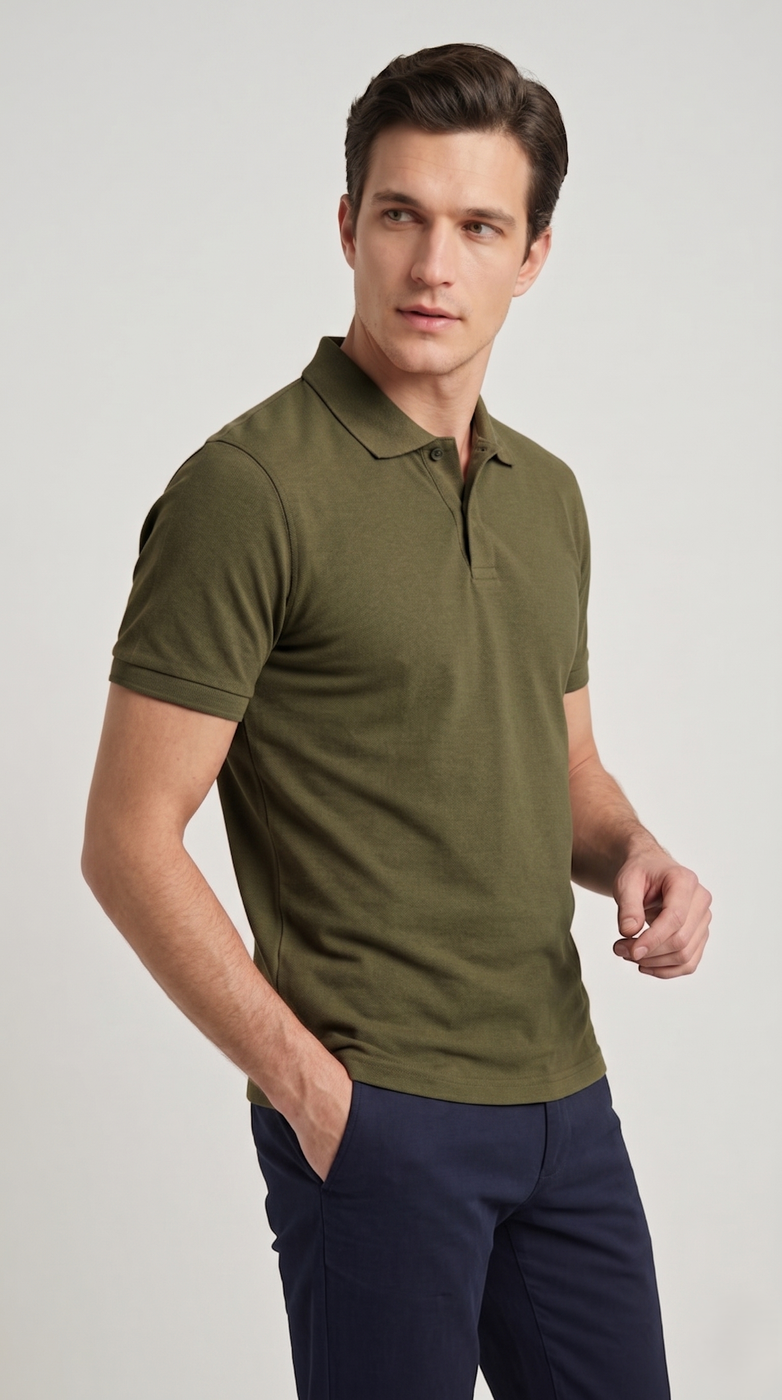 Polo Uomo Slim  Manica Corta Cotone Piquet Unito