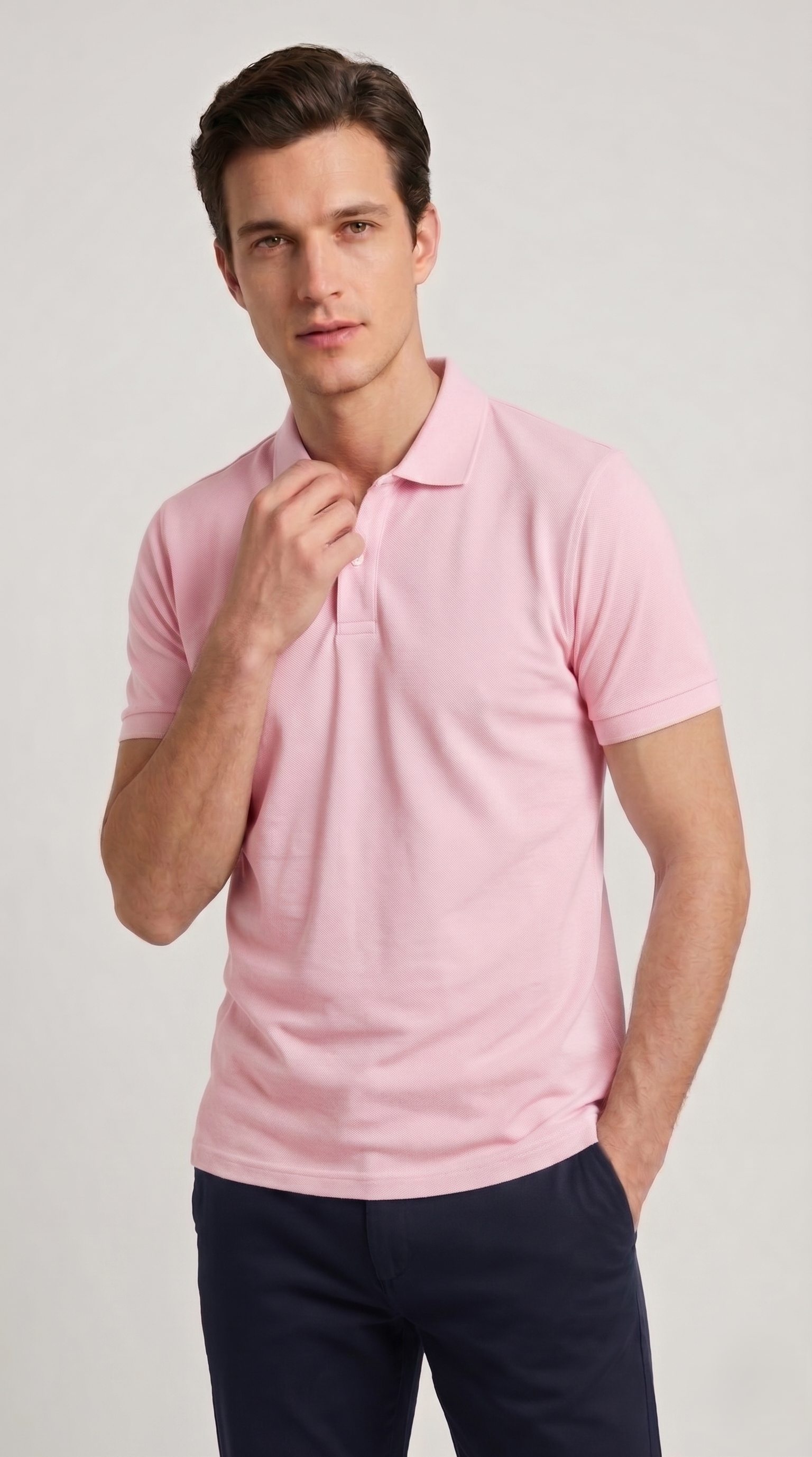 Polo Uomo Slim  Manica Corta Cotone Piquet Unito