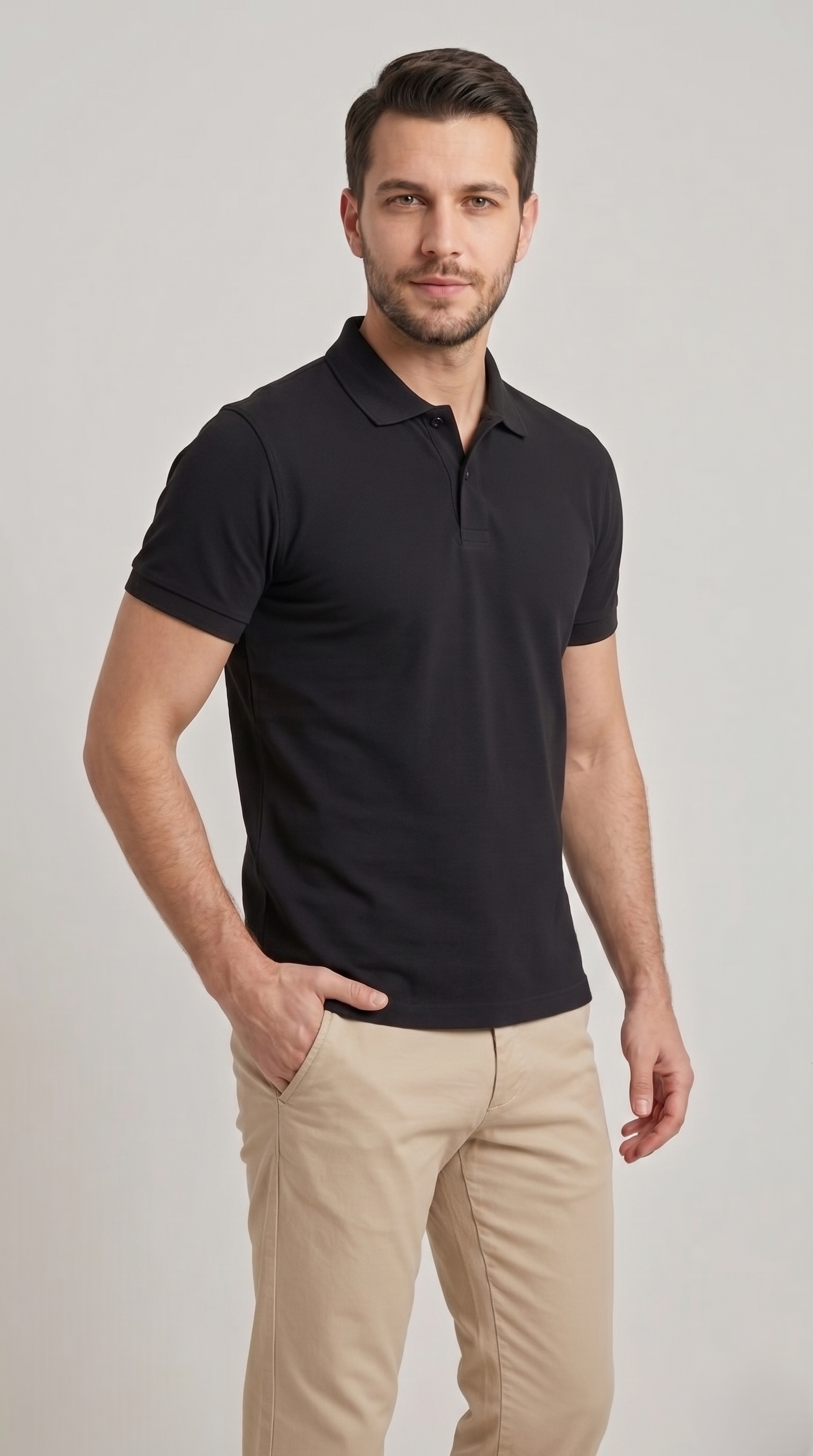 Polo Uomo Slim  Manica Corta Cotone Piquet Unito