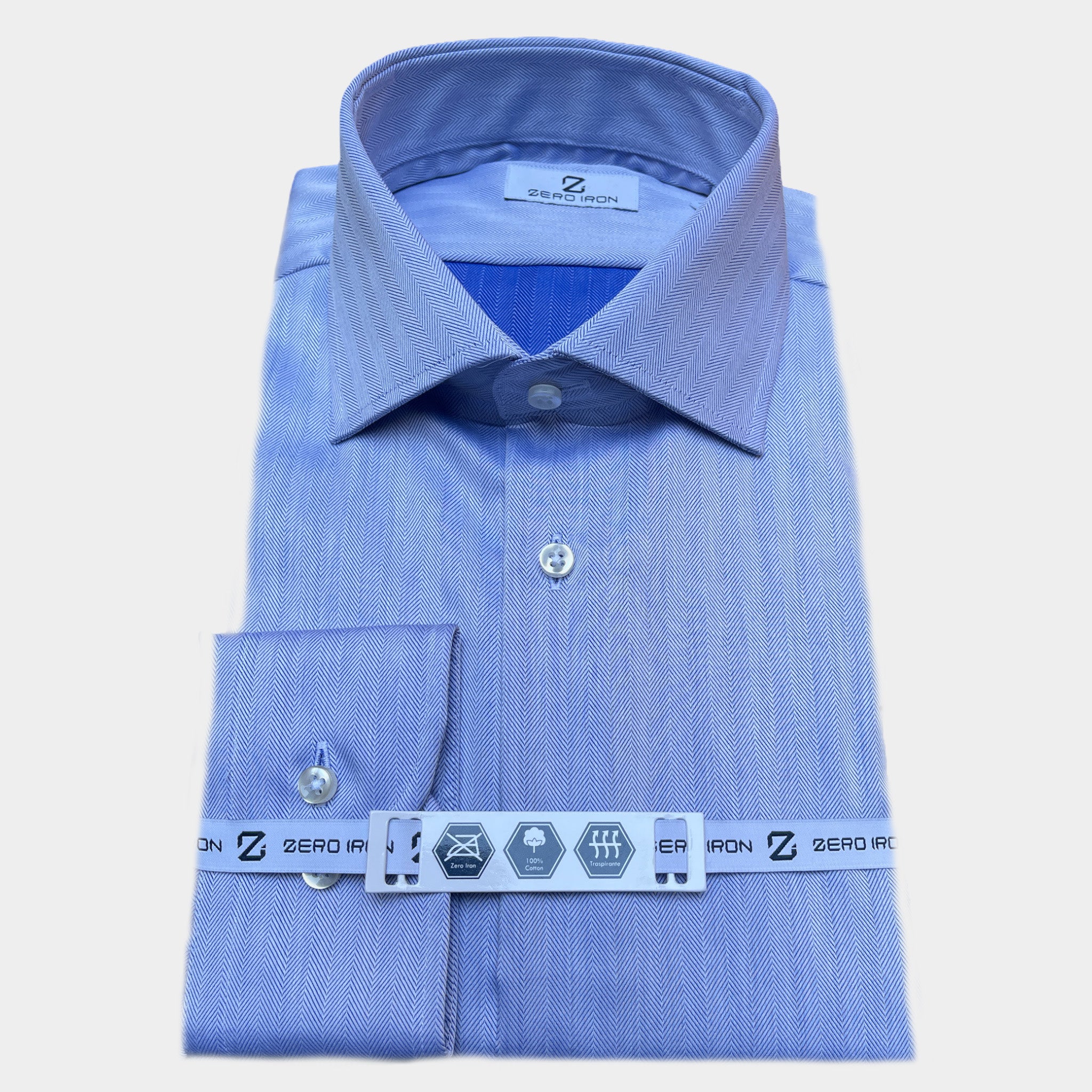 Camicia Uomo 1 Bottone Francese Spinato No iron