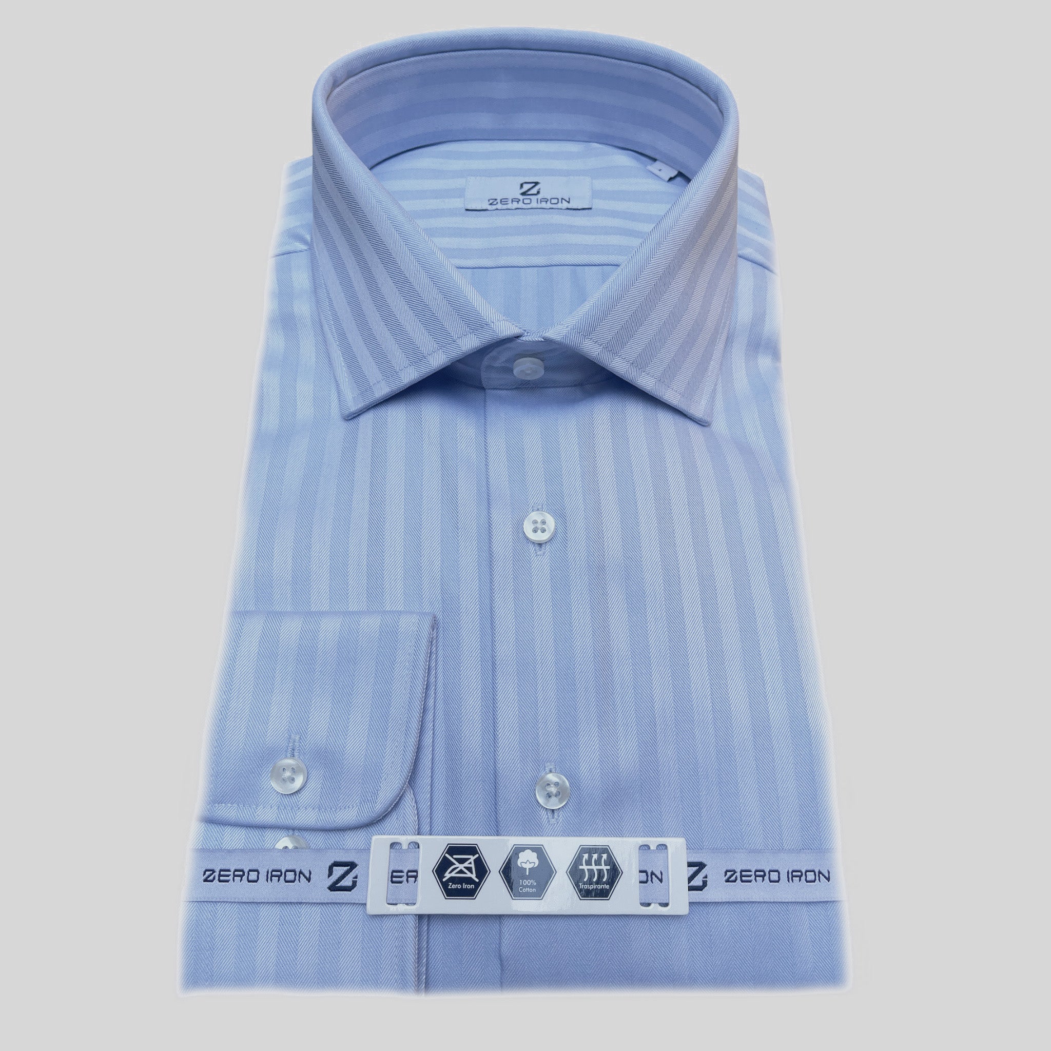 Camicia Uomo 1 Bottone Francese Cotone No iron Riga Larga